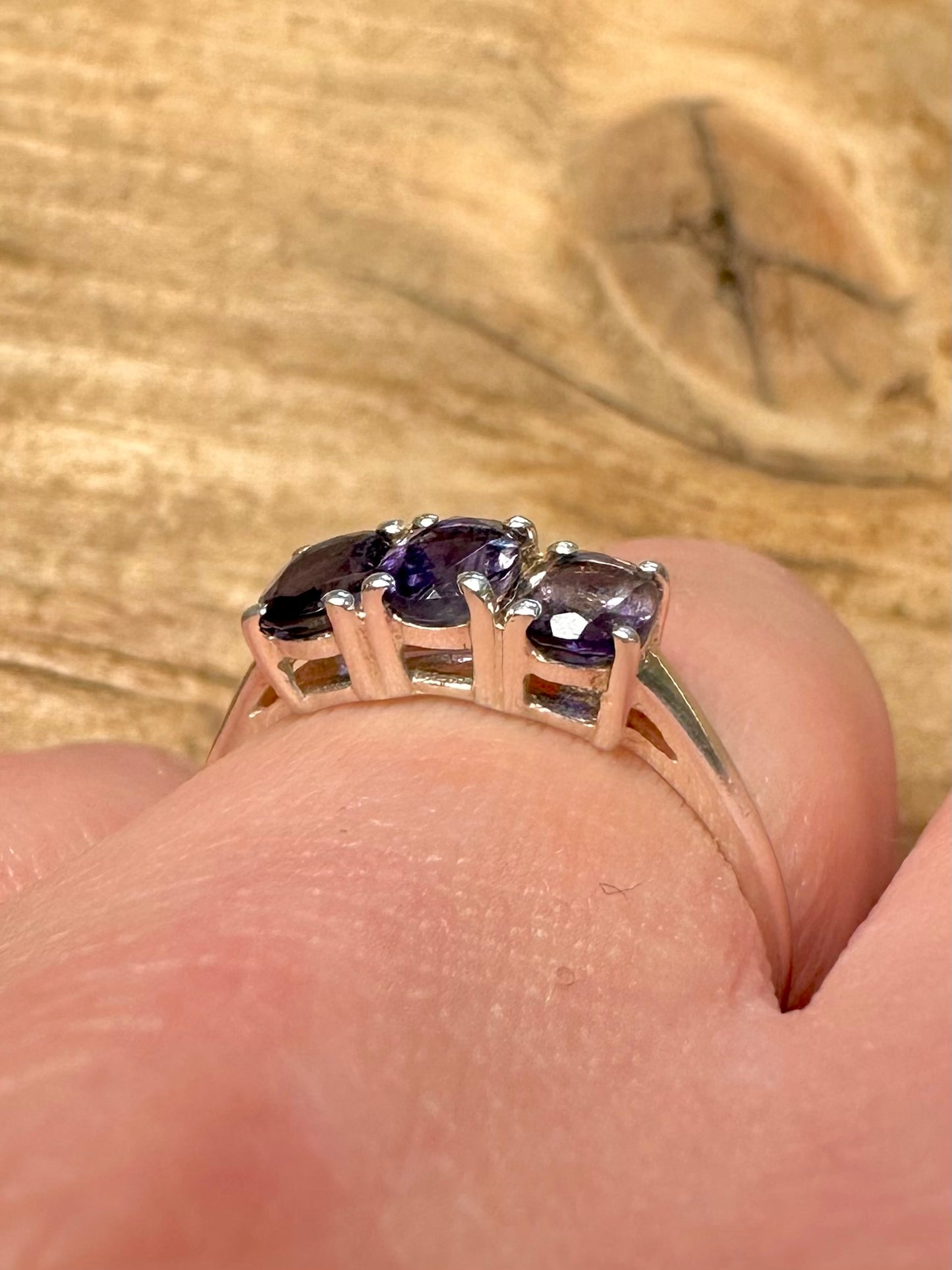 Vintage Purple Blue 925 Silver Size Q1/2 Ring