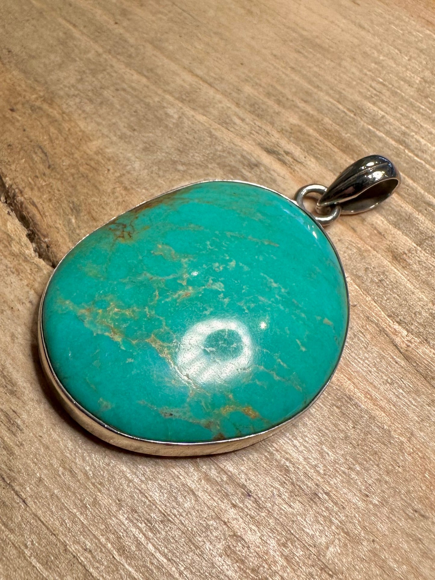 Vintage Large Turquoise 925 Silver Pendant