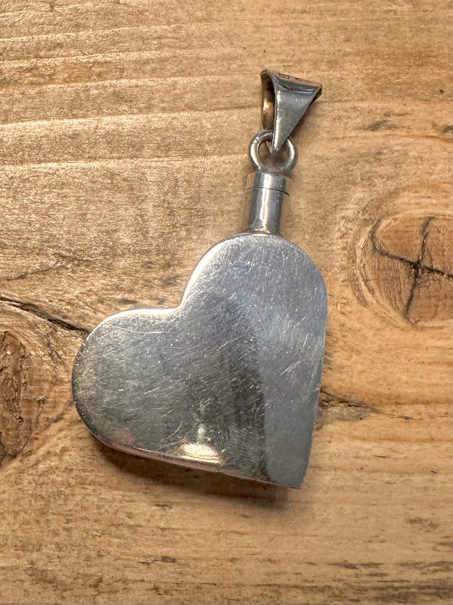 Vintage Large Heart Shaped Perfume Bottle 925 Silver Pendant