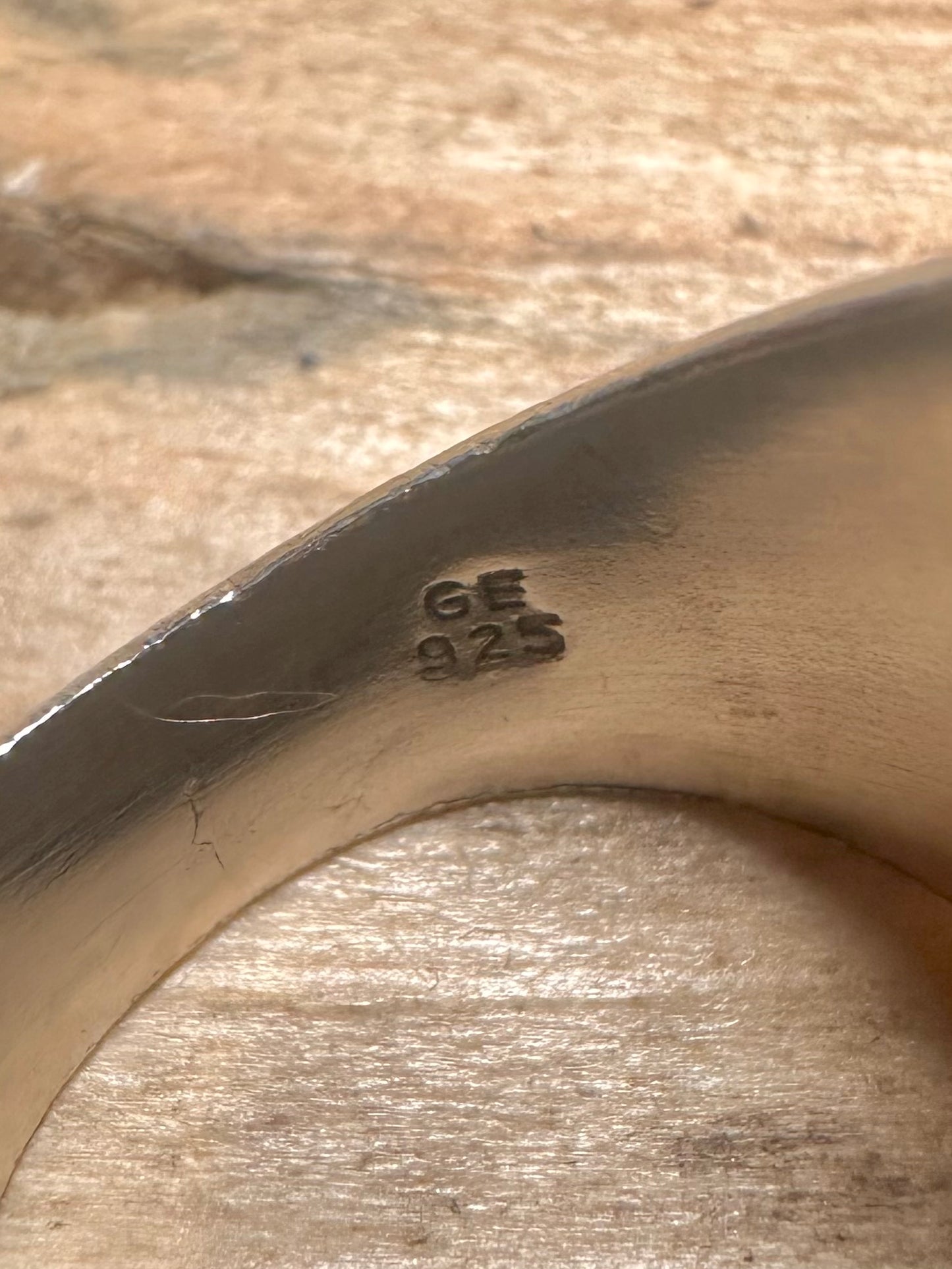 Abstract Modernist GE Maker Brush 925 Silver Size O Ring