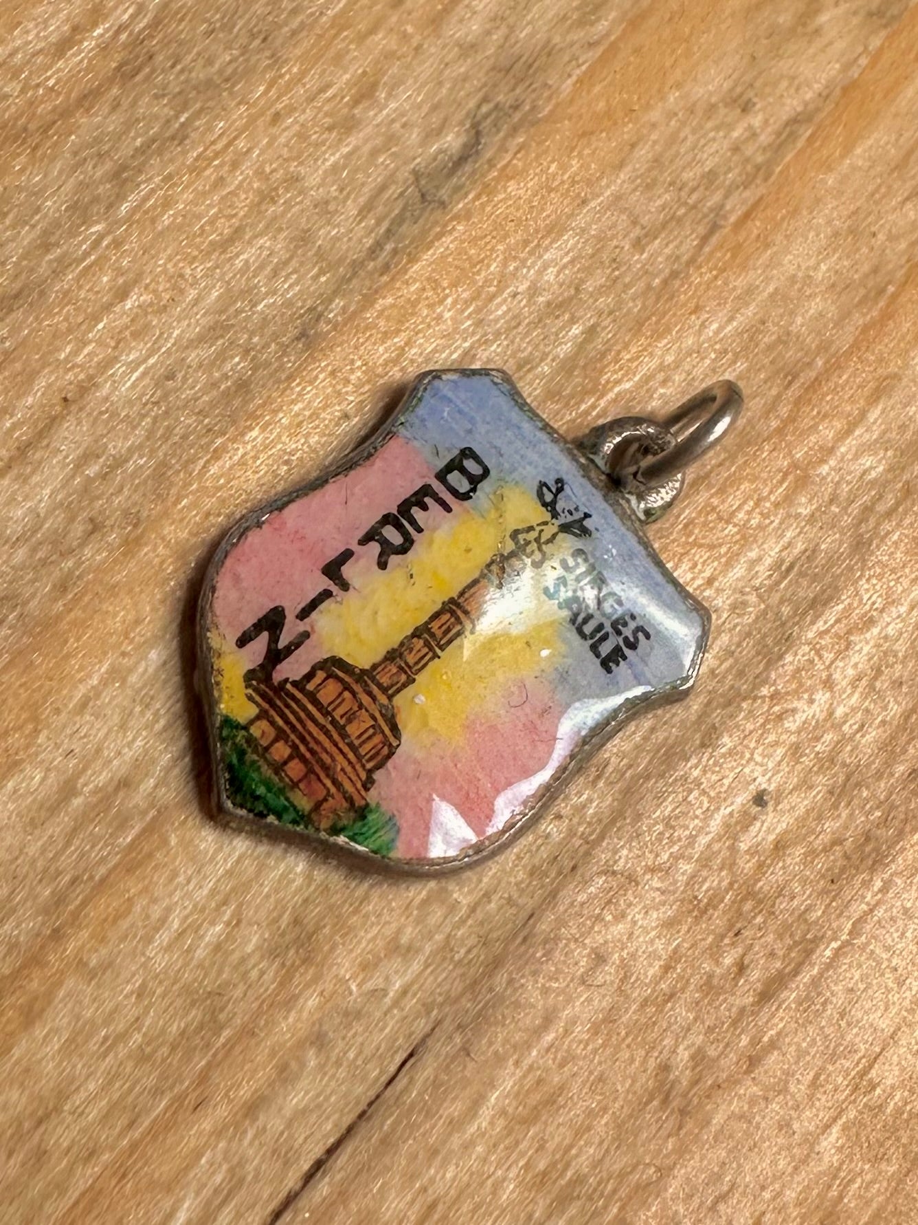 Vintage Berlin Sieges Saule Enamel Crest 835 Silver Charm Pendant