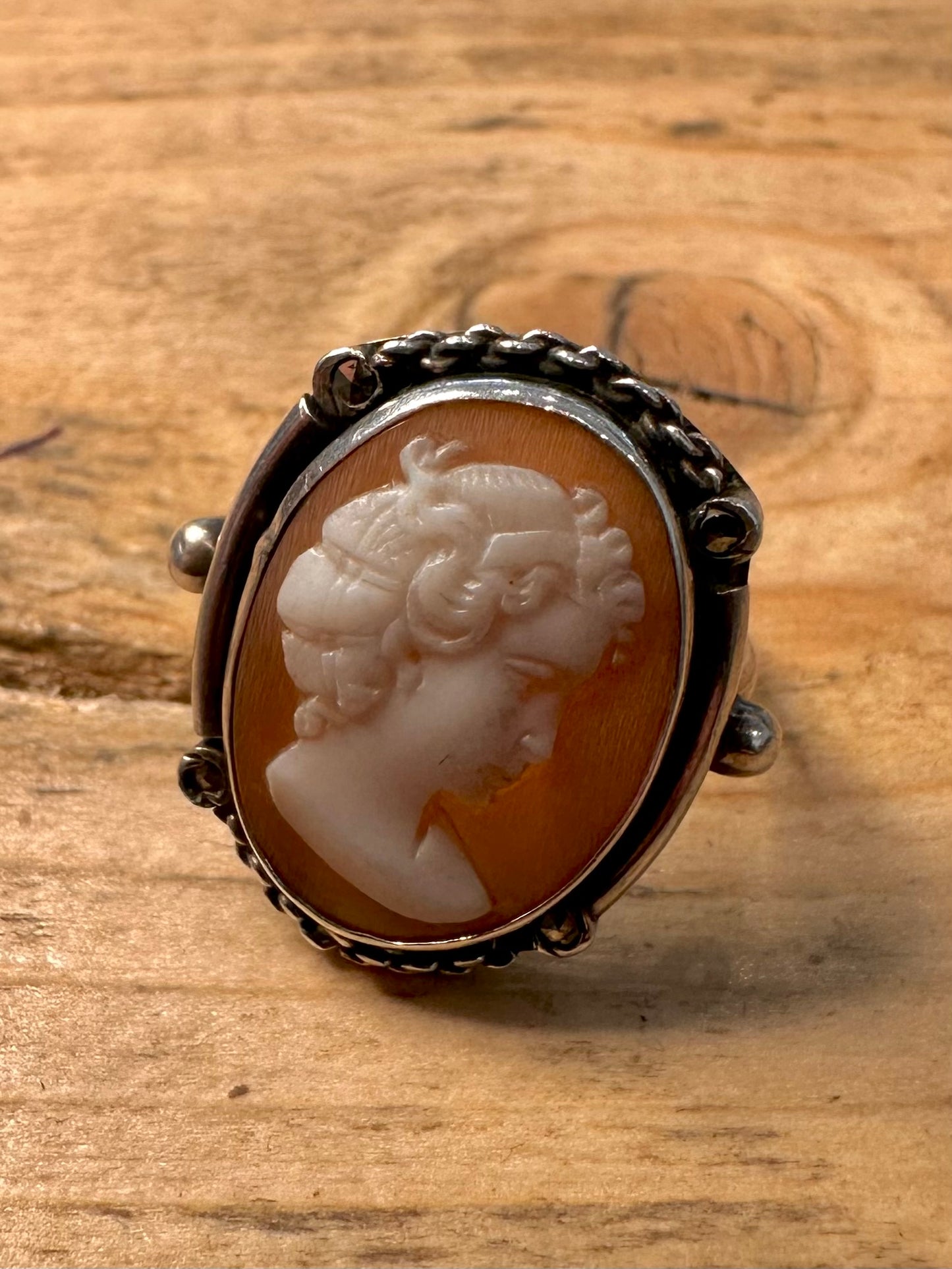 Vintage Cameo 925 Silver Size M Ring