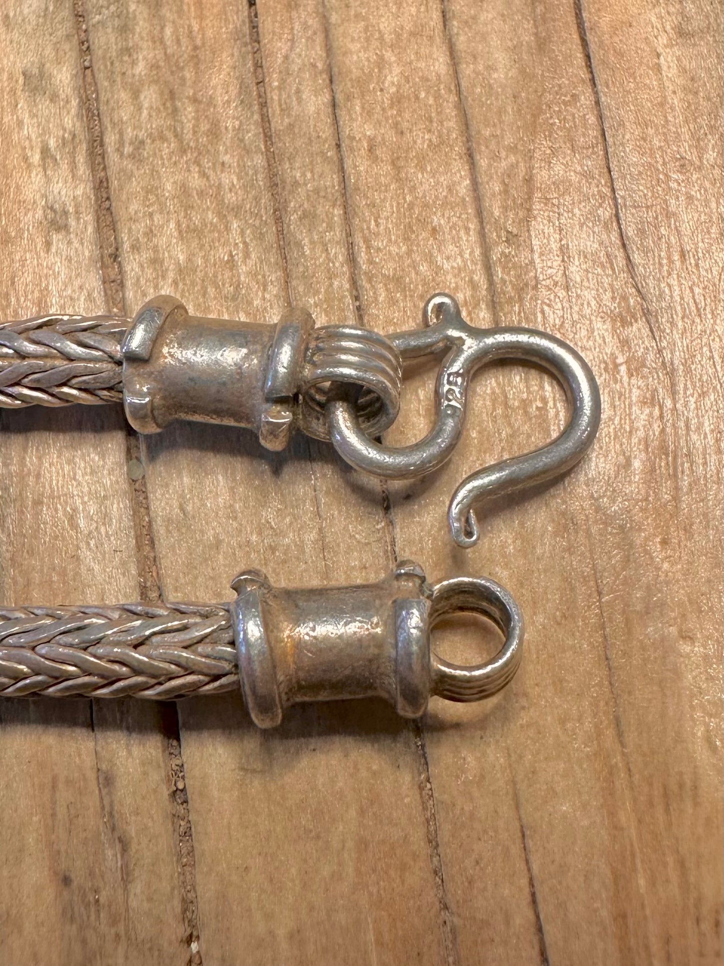 Vintage Tribal Woven Chain Bar 925 Sterling Silver 17 inch Necklace