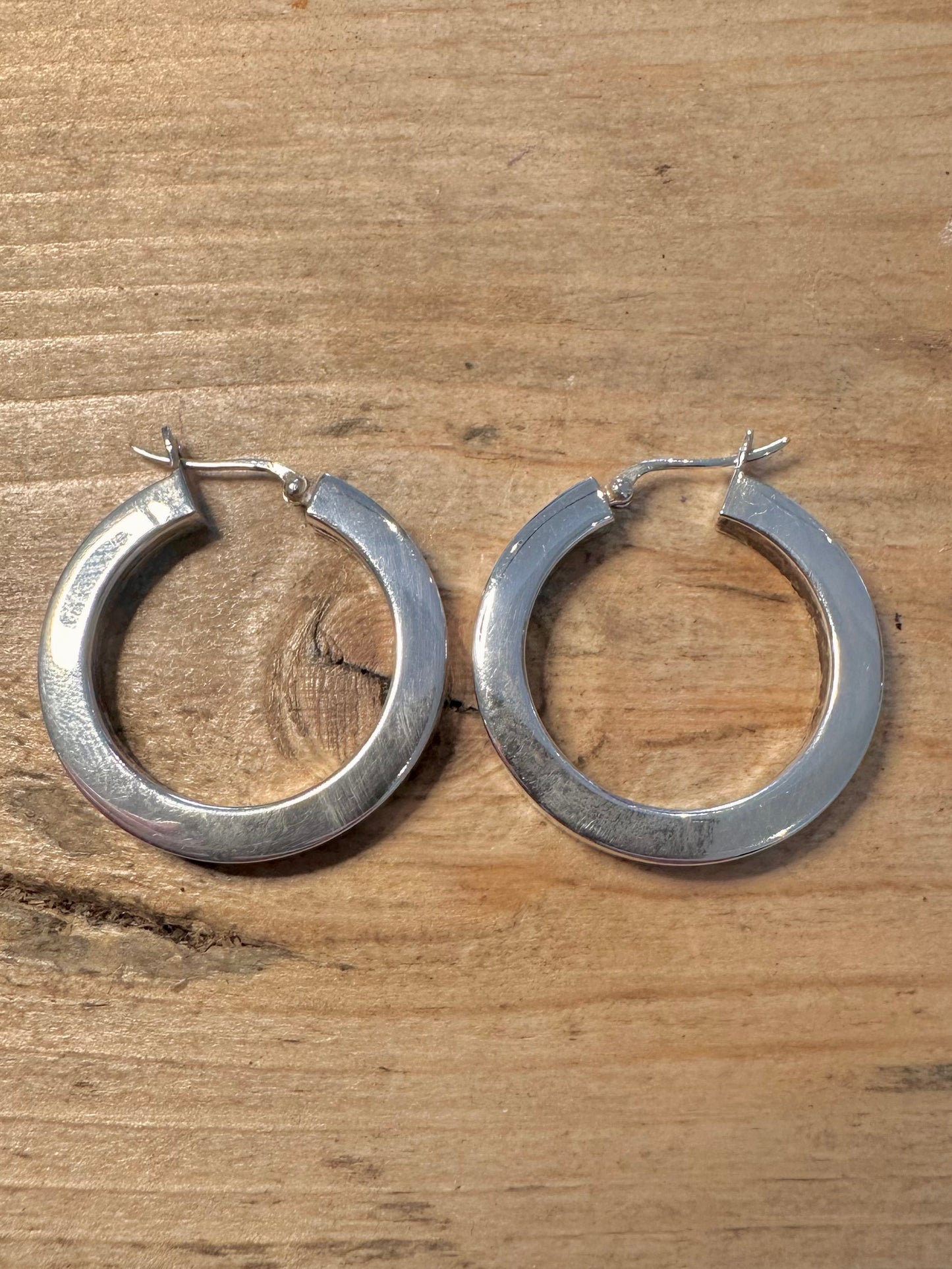 Vintage Chunky Hoops 925 Silver Earrings