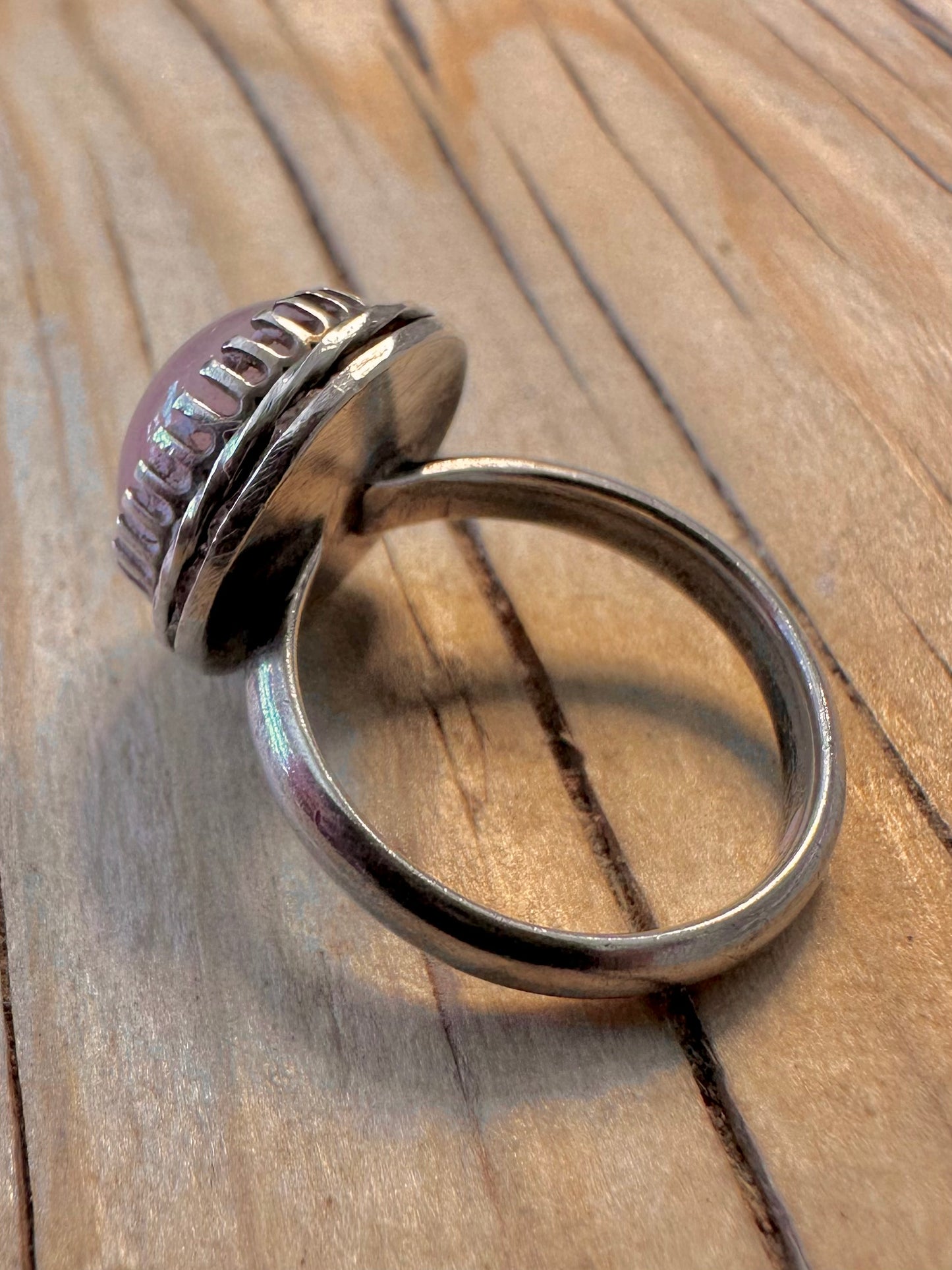 Vintage Rose Quarts 925 Silver Size O1/2 Ring