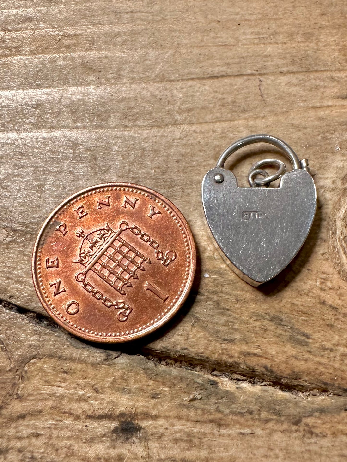 Vintage Heart Padlock 925 Silver Pendant