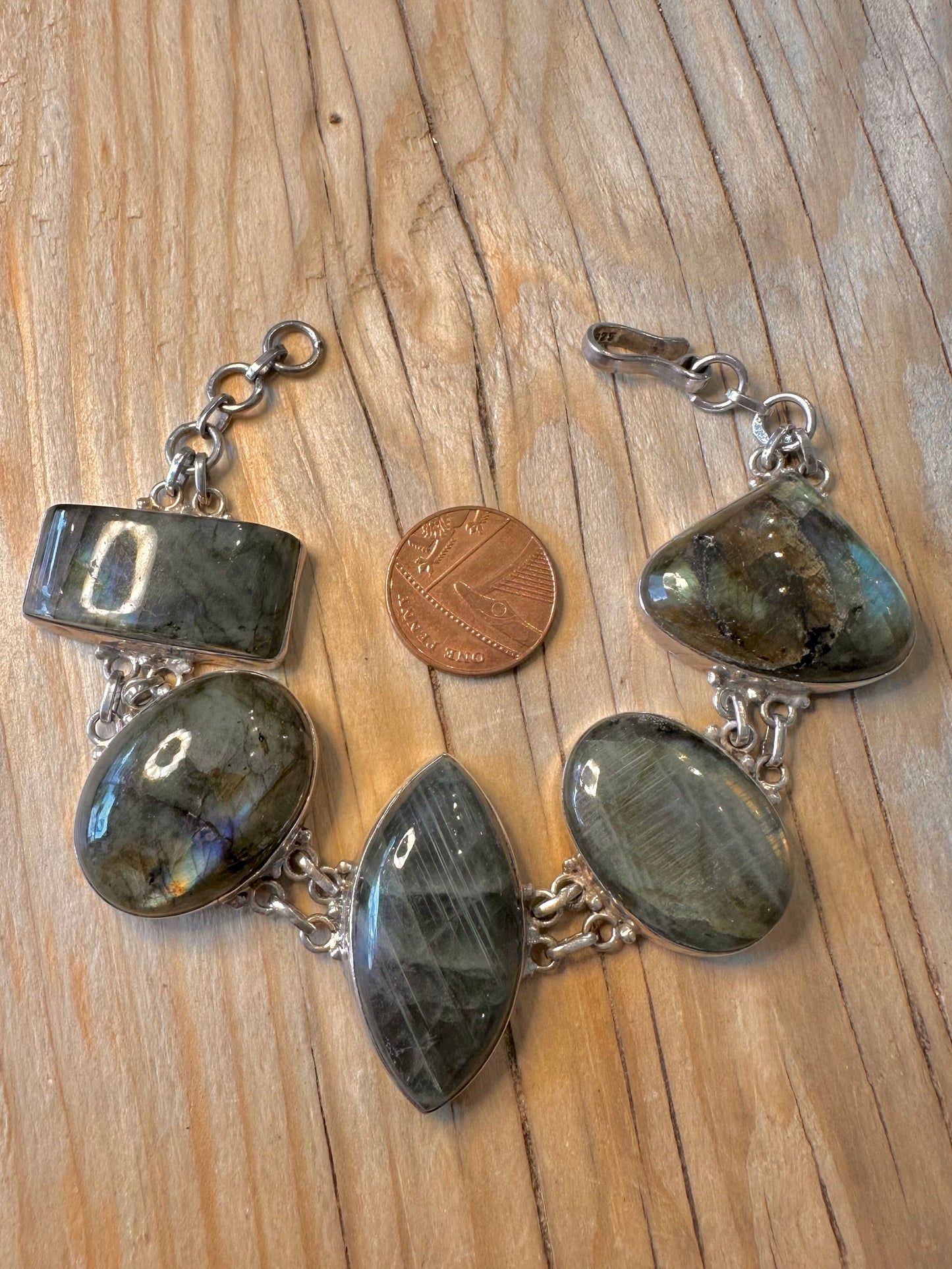 Stunning Labradorite 925 Silver 7.5 to 8 inch Bracelet