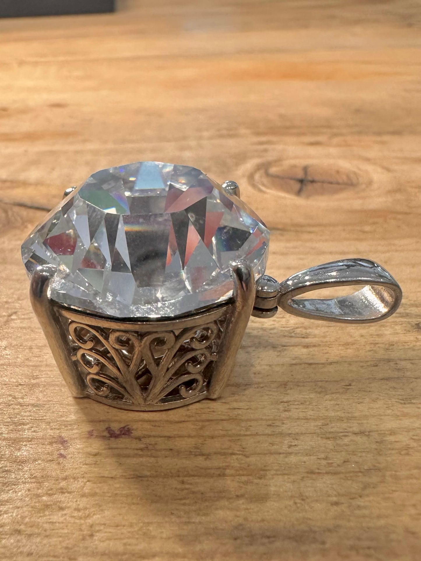 Modern Large CZ Stone 925 Silver Pendant