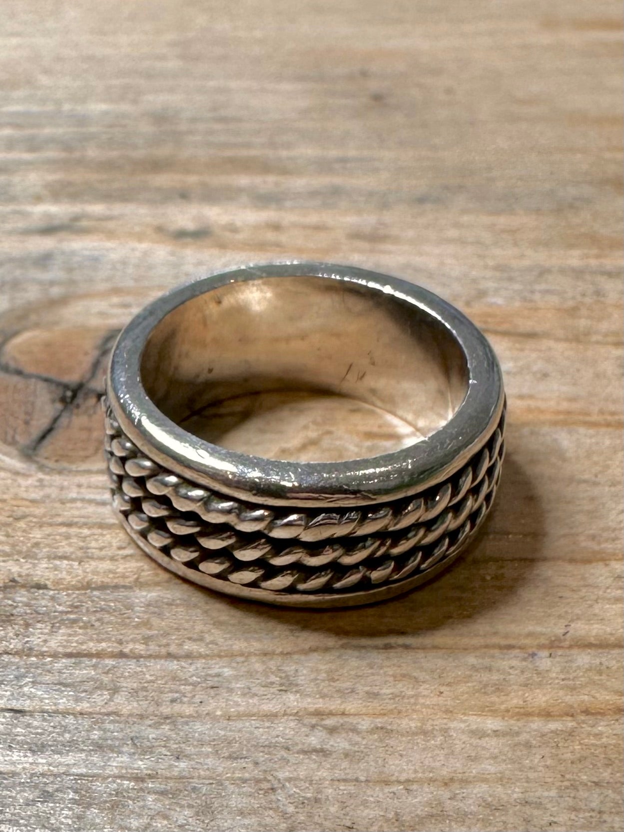 Vintage Heavy Tribal Band 925 Silver Size O1/2 Ring