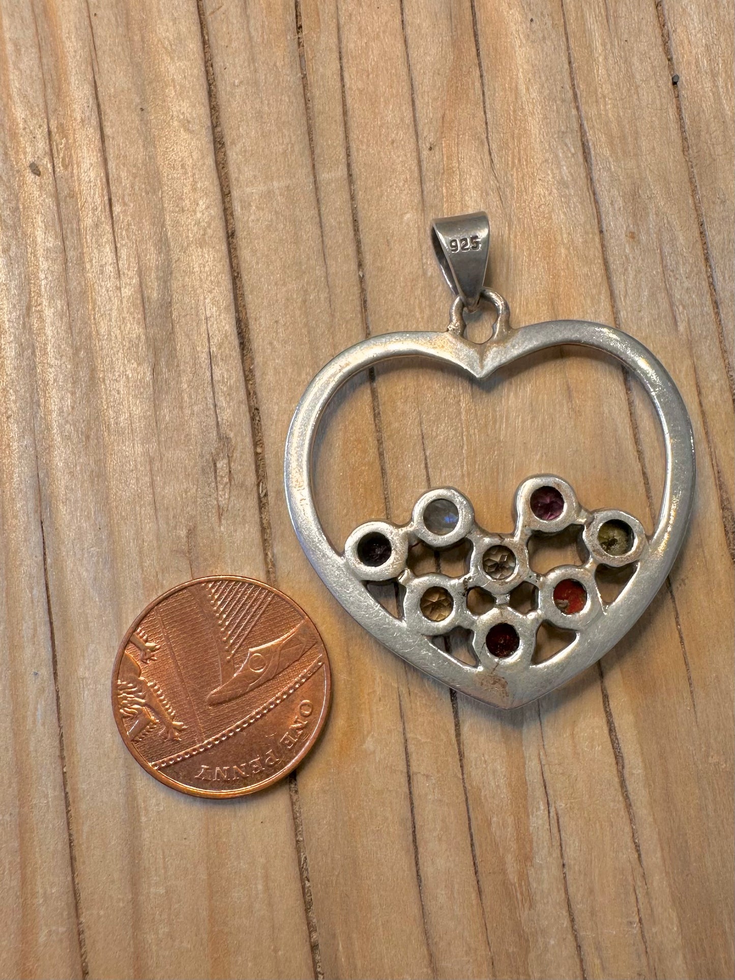 Stunning Multi Gemstone Heart 925 Silver Pendant