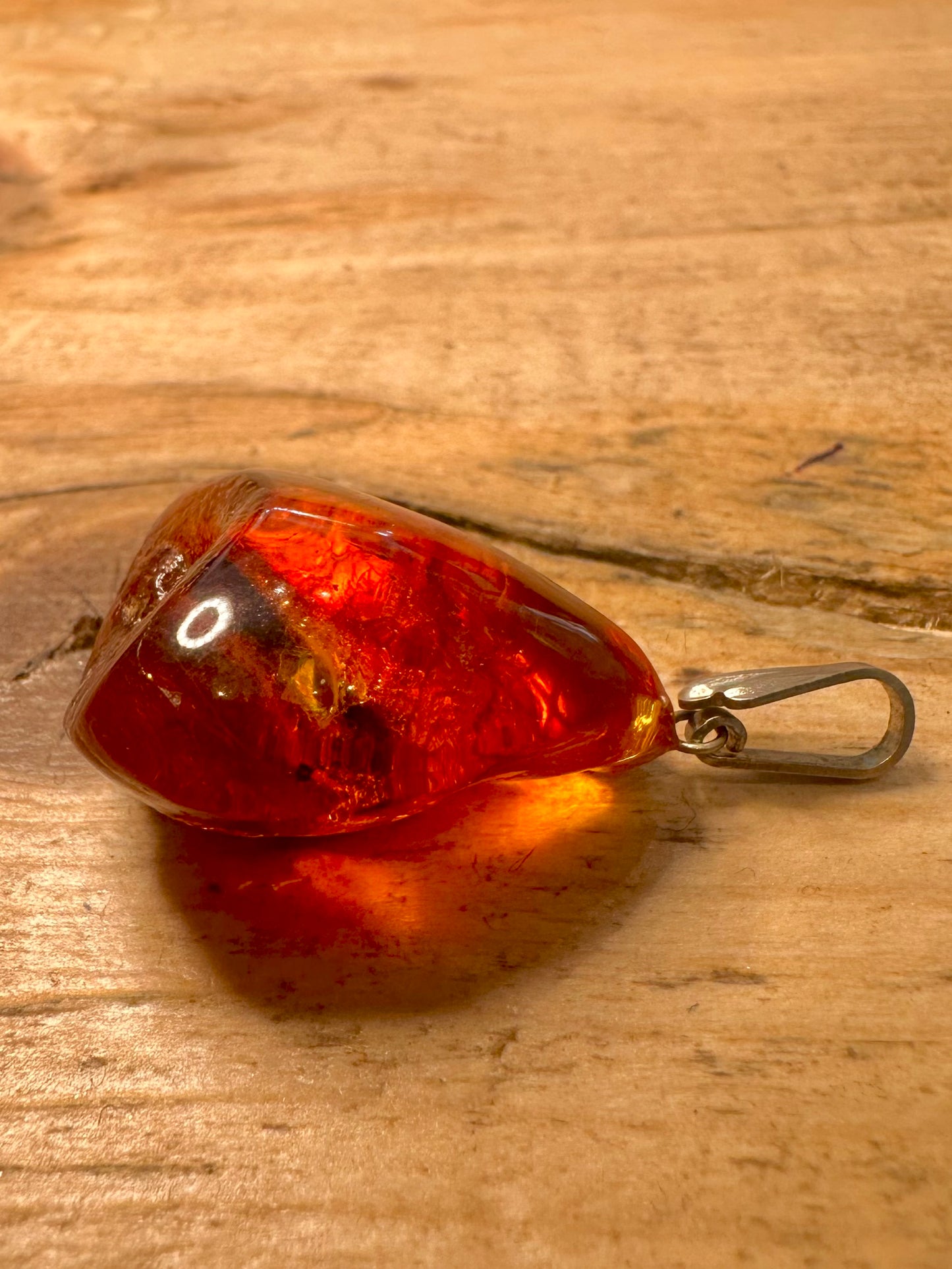 Vintage Raw Amber 925 Silver Pendant