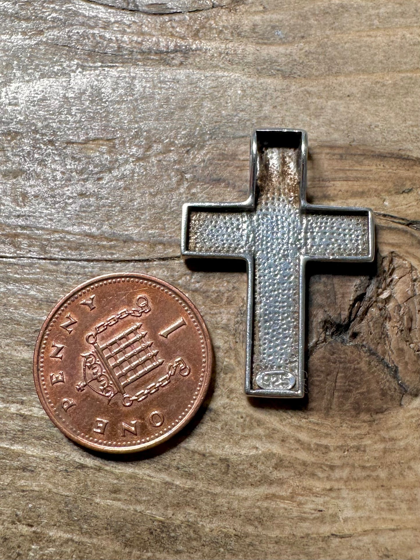 Vintage Turquoise and Lapis Inlay Cross 925 Silver Pendant