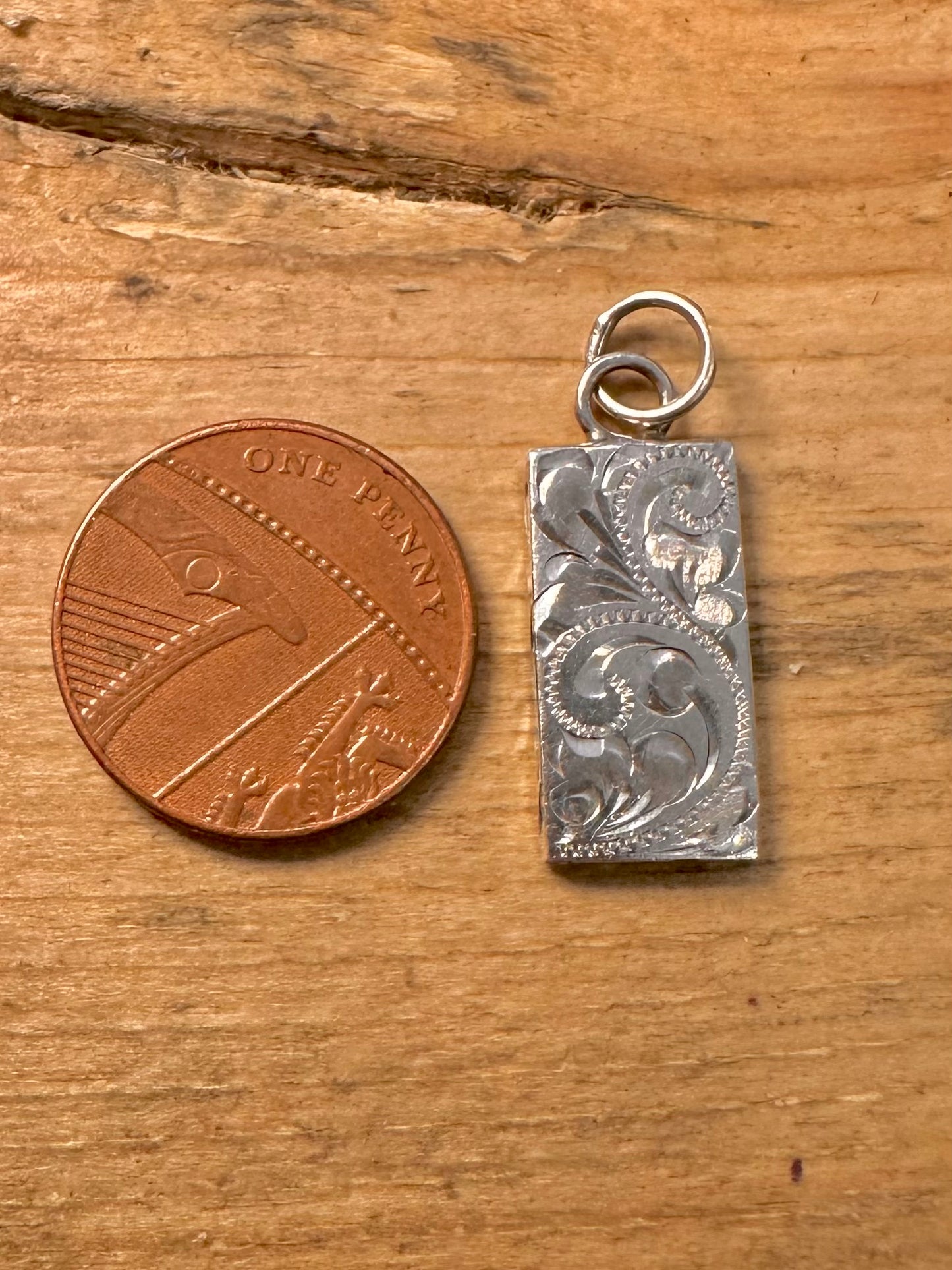 Vintage 1978 Engraved Ingot 925 Silver Birmingham Pendant