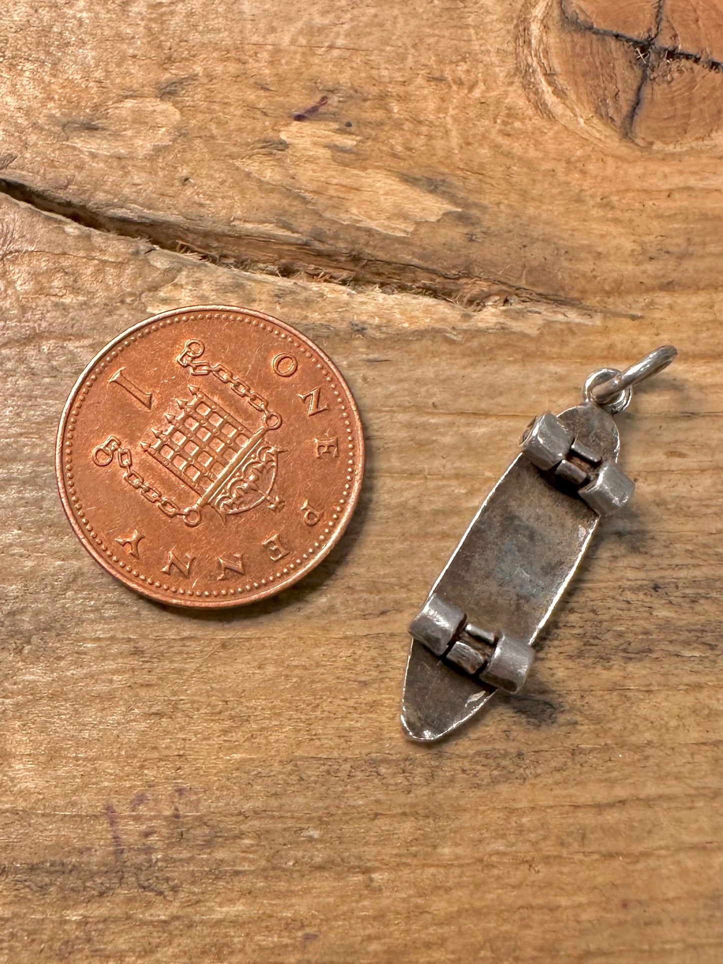 Vintage Skateboard 925 Silver Charm Pendant