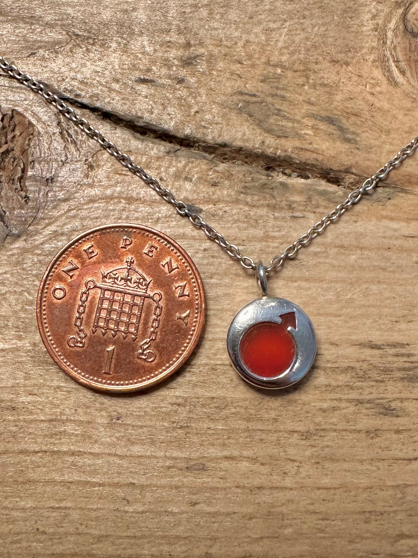 Vintage Male Carnelian 925 Silver Chain 18 inch Necklace