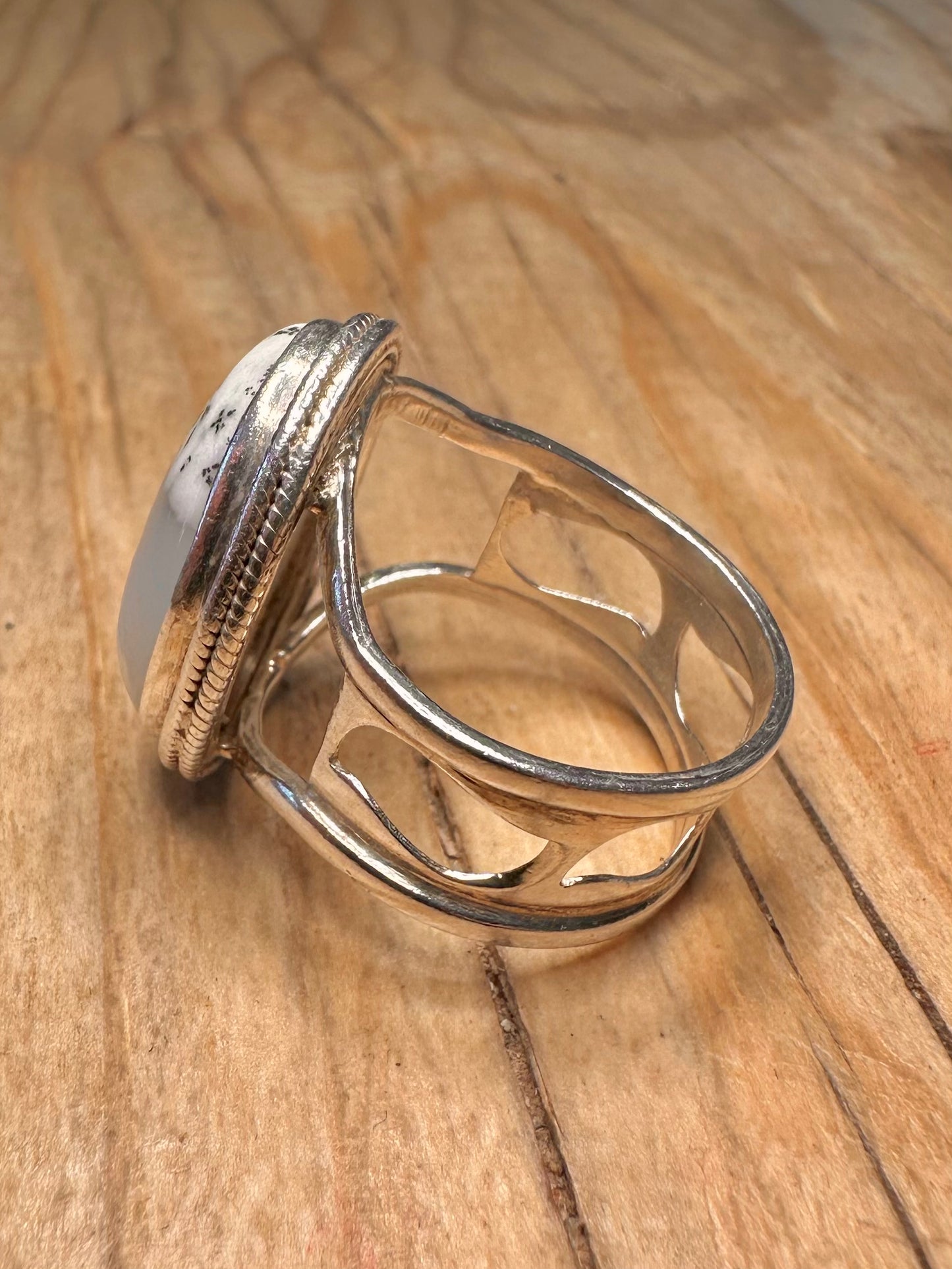 Abstract Dendritic Oval 925 Sterling Silver Size P1/2 Ring