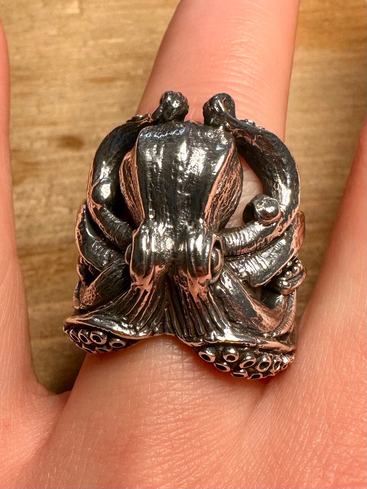Vintage Large Octopus 925 Silver Size R1/2 Ring