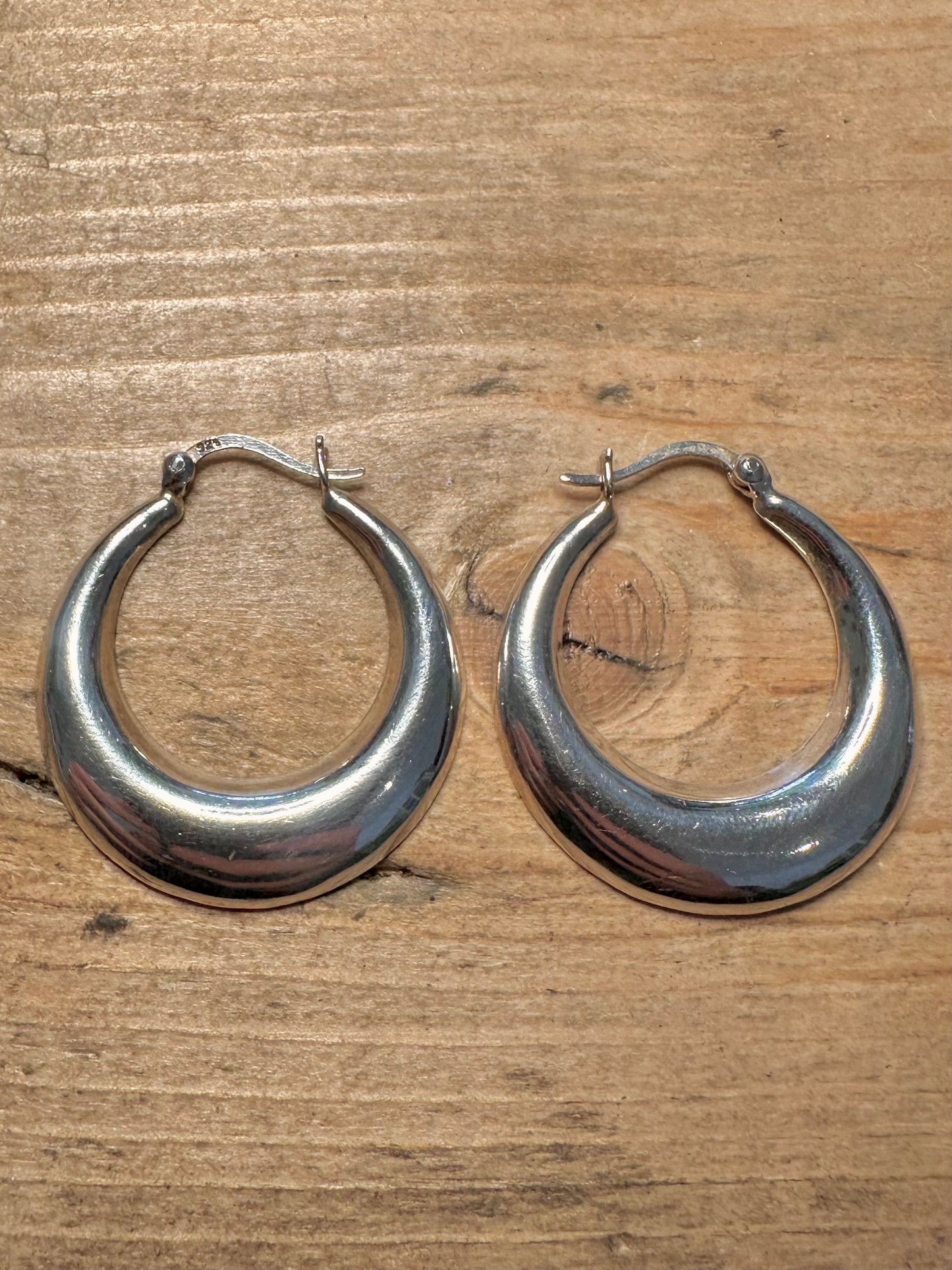 Vintage Chunky Hoops 925 Silver Earrings