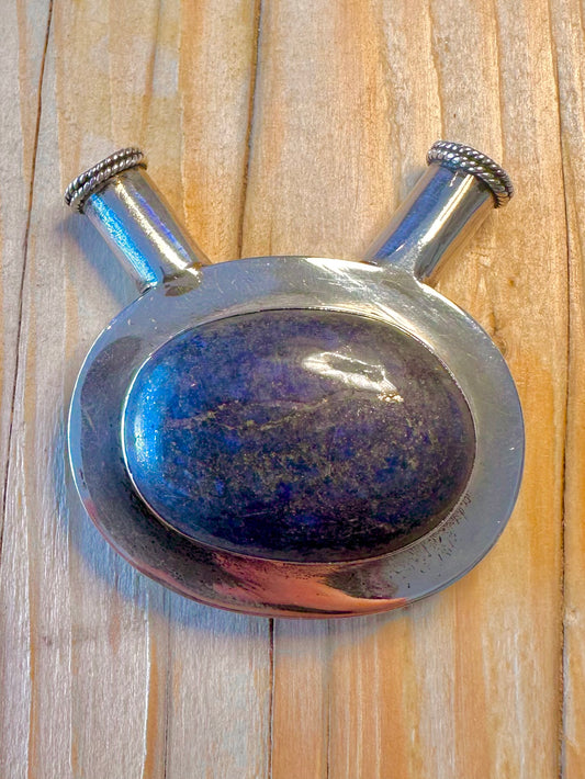 Vintage Large Lapis Lazuli 925 Silver Pendant
