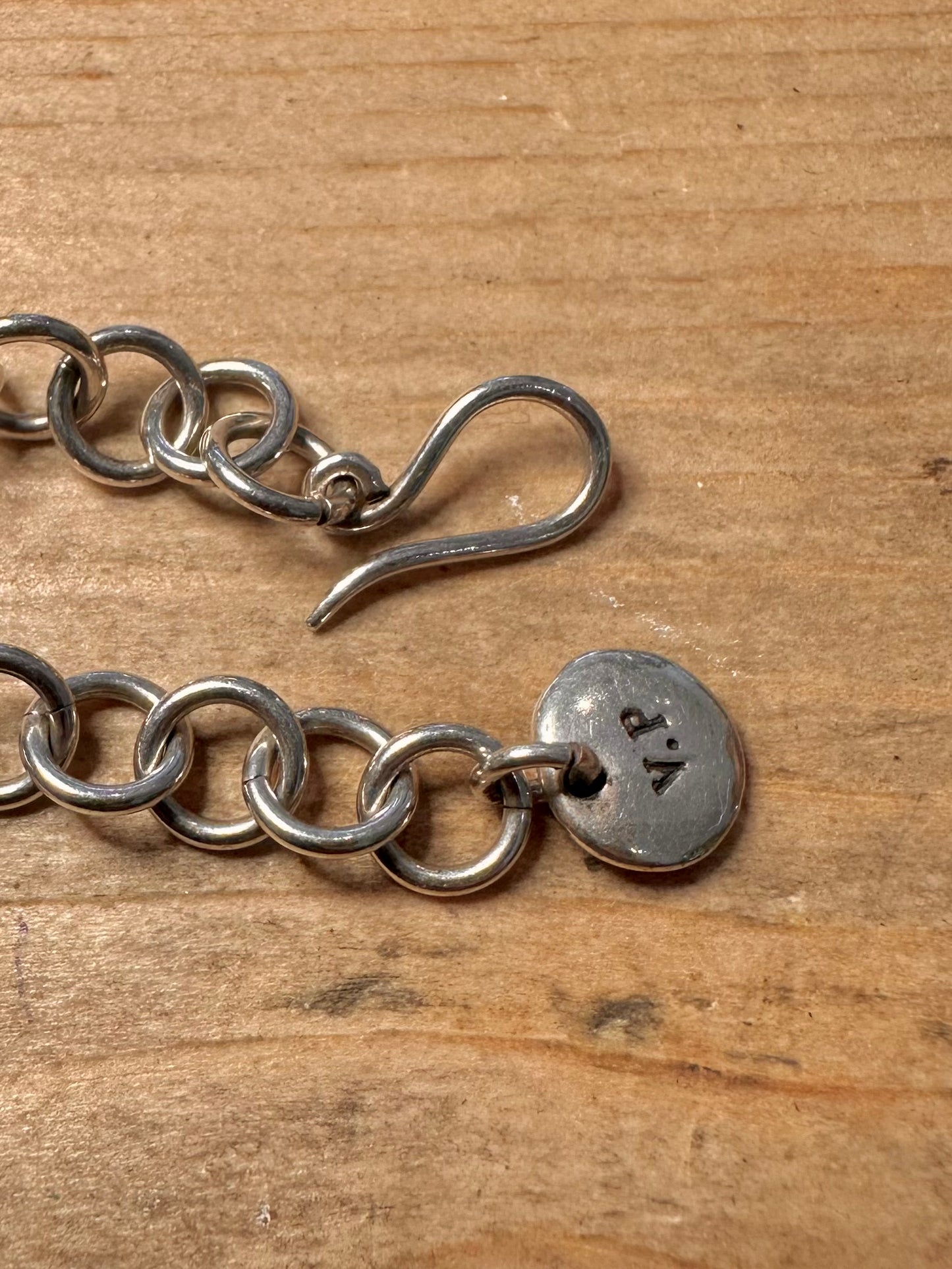 Abstract 1998 Pebble Link 925 Silver 16.5 to 17.5 inch Necklace