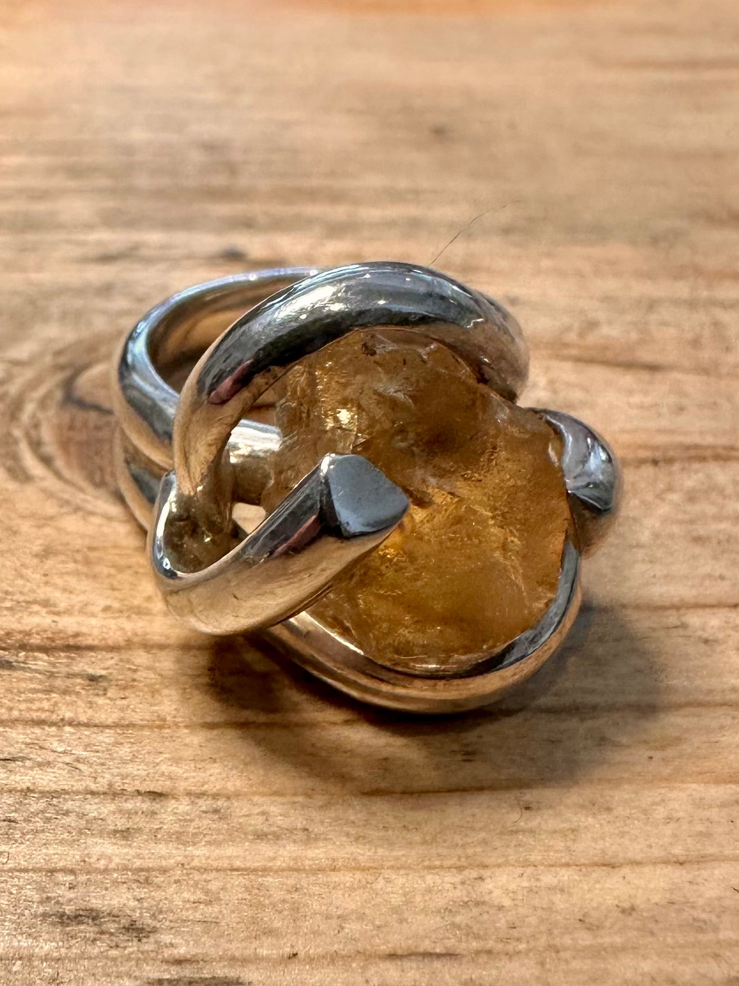 Modernist Abstract Quarts 925 Silver Size L Ring