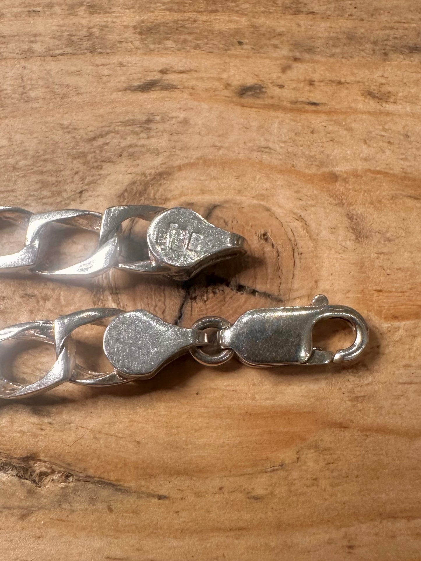 Vintage Curb Chain Italy 925 Silver 7.4 inch Bracelet