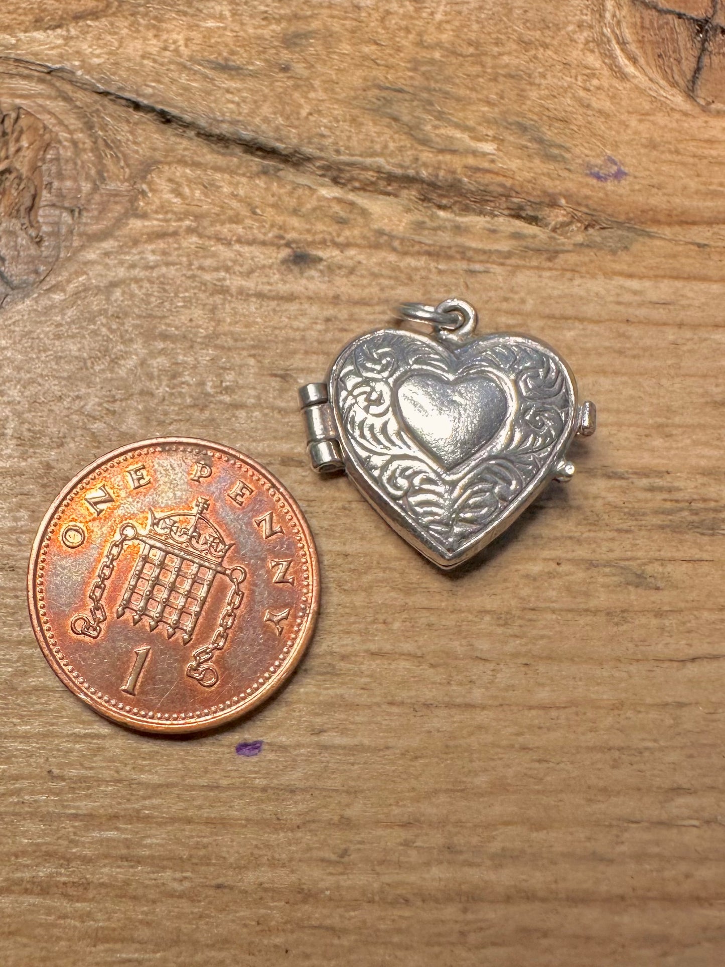 Vintage Heart Padlock Shaped Locket 925 Silver Pendant
