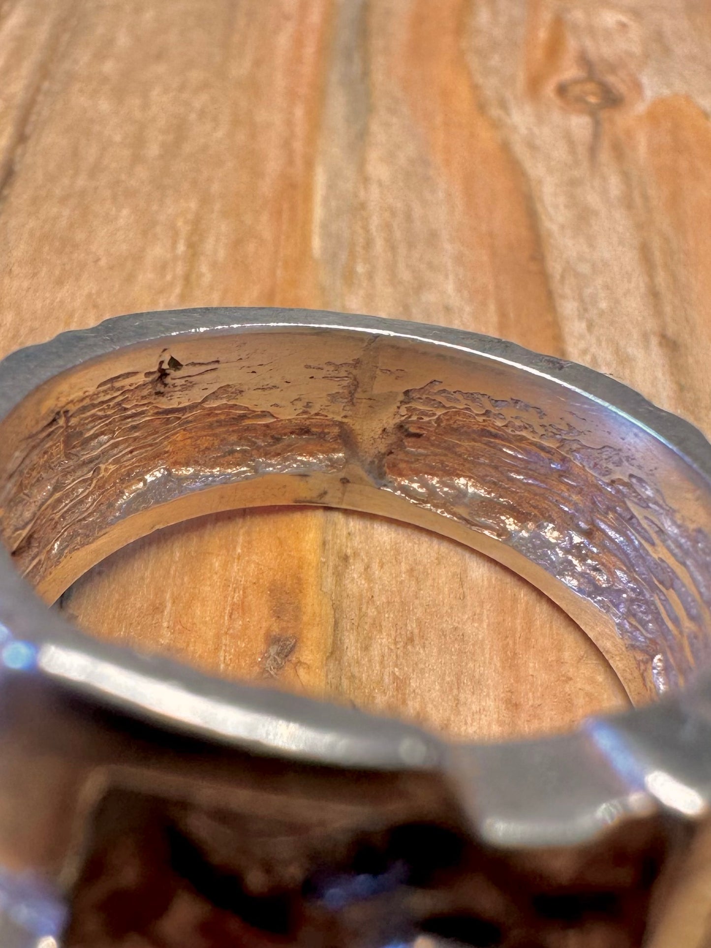 Vintage Chunky Textured Buckle 925 Sterling Silver Size Q Ring