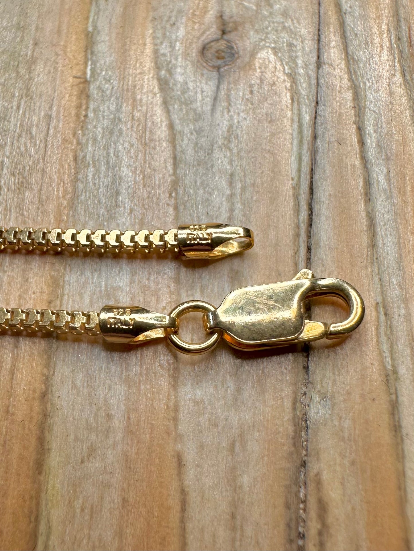 Vintage Box Chain Gold on 925 Silver 20 inch Necklace