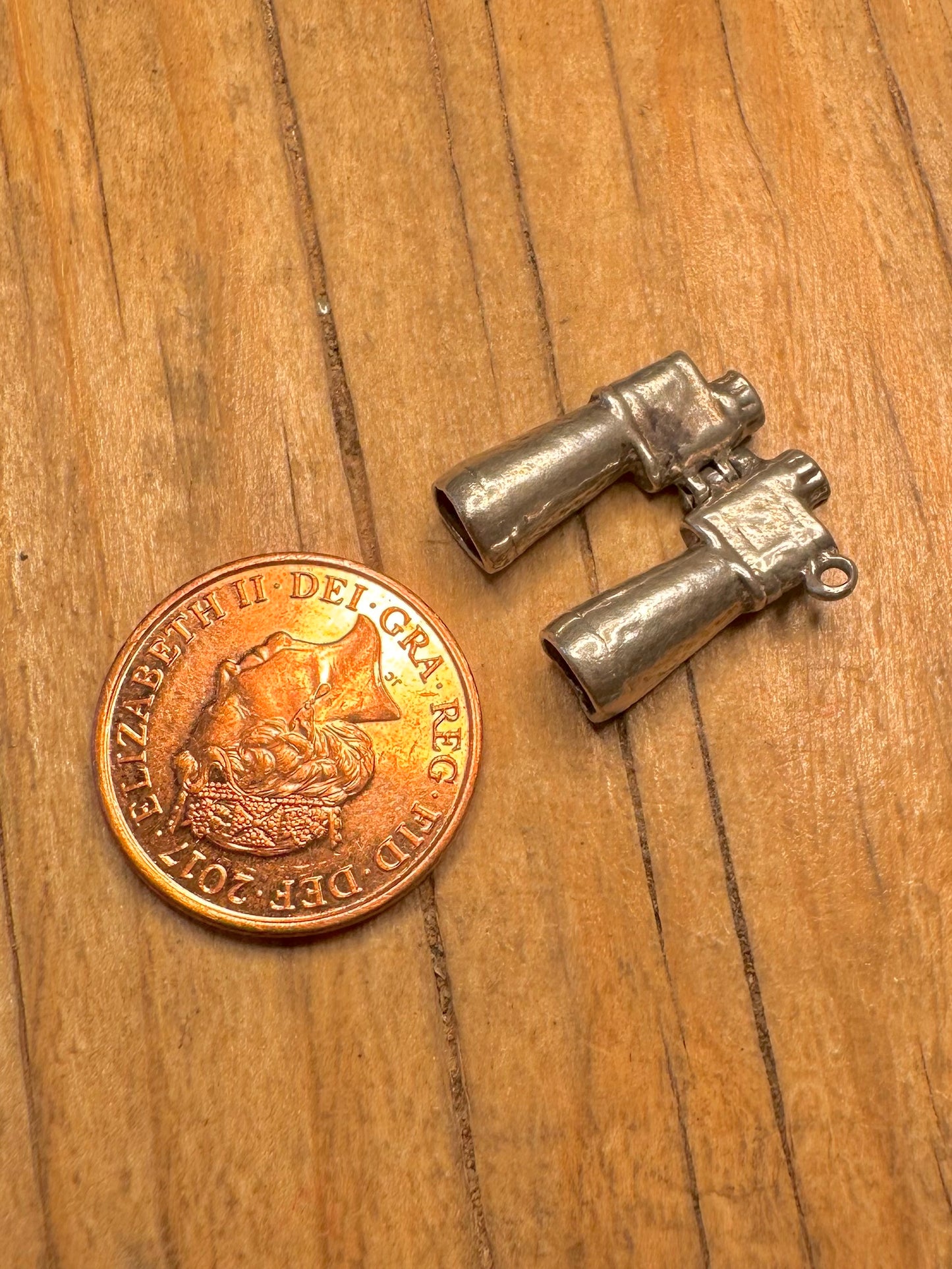 Vintage Articulated Binoculars 925 Sterling Silver Charm Pendant