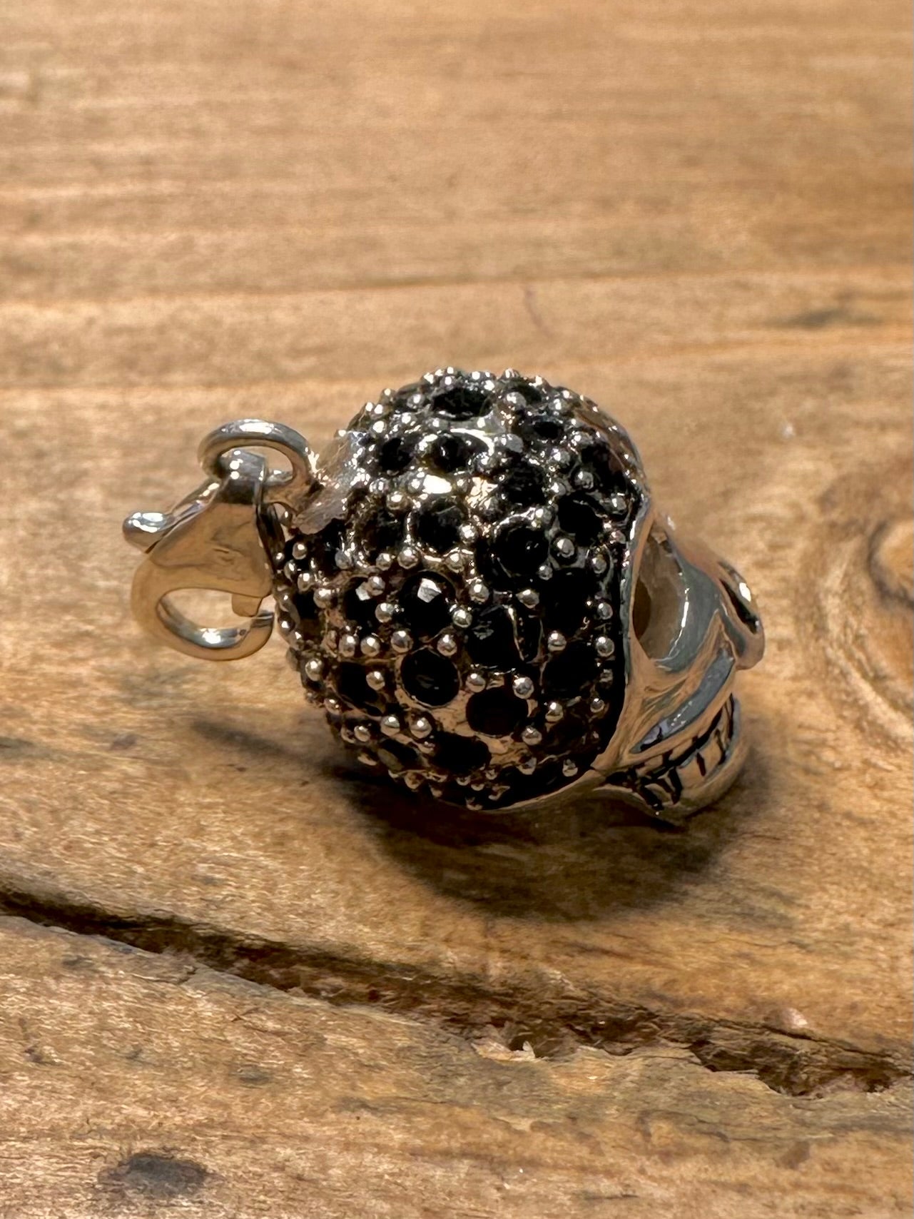 Modern Skull Black CZ Stone 925 Silver Pendant