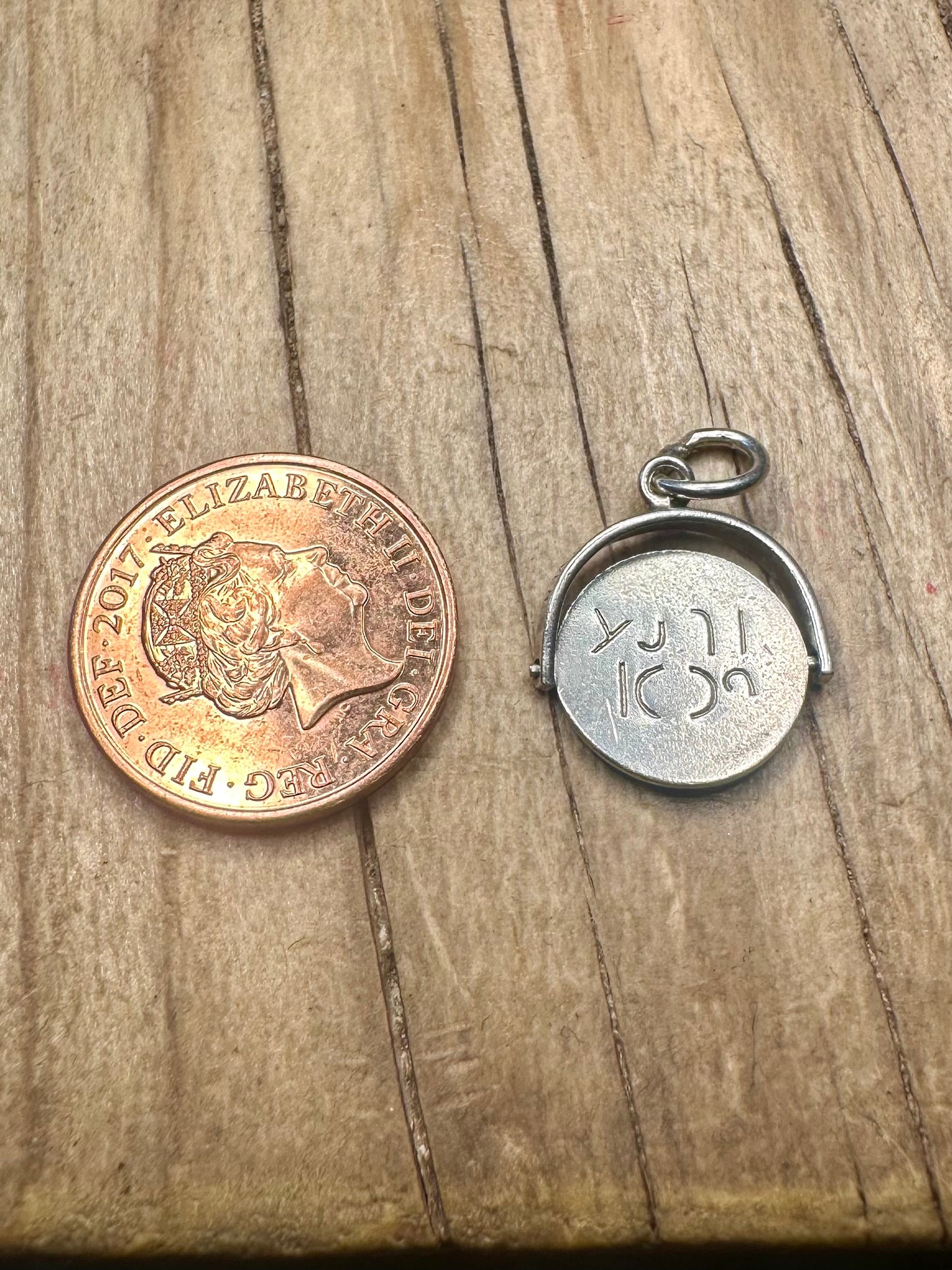 Vintage Good Luck Spinner 925 Sterling Silver Pendant