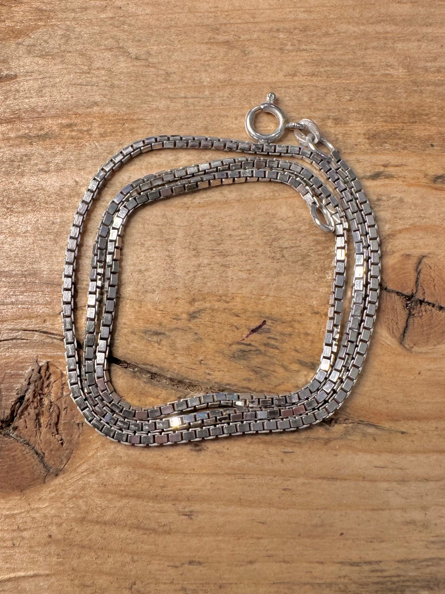 Vintage 1981 Box Chain 925 Silver 18 inch Necklace