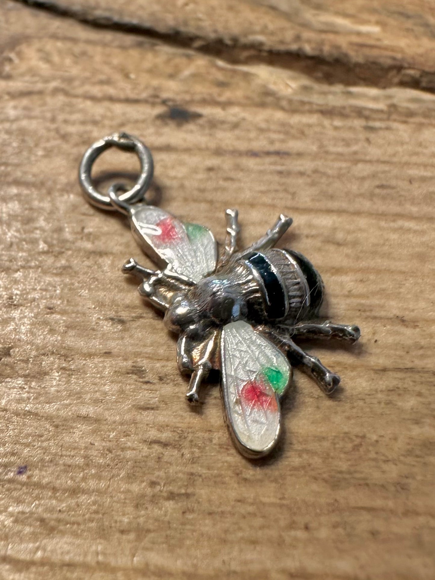 Vintage Bee with Enamel Wings 925 Silver Pendant