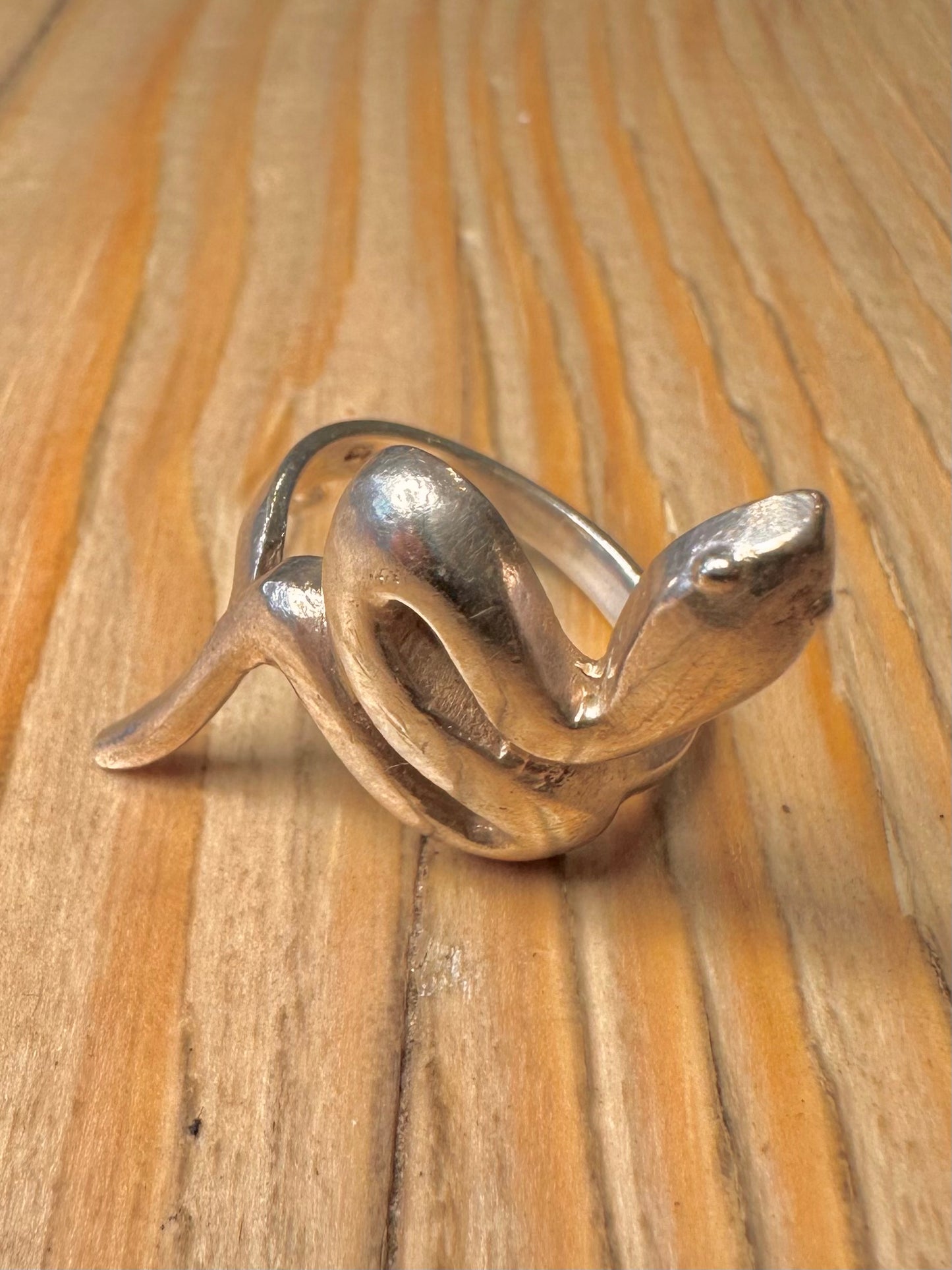 Vintage Chunky Snake 925 Sterling Silver Size R Ring