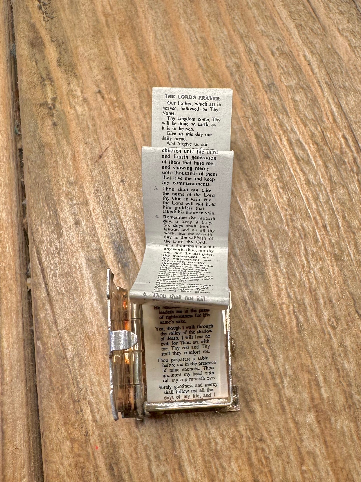 Vintage Holy Bible Book with Paper 925 Sterling Silver Charm Pendant
