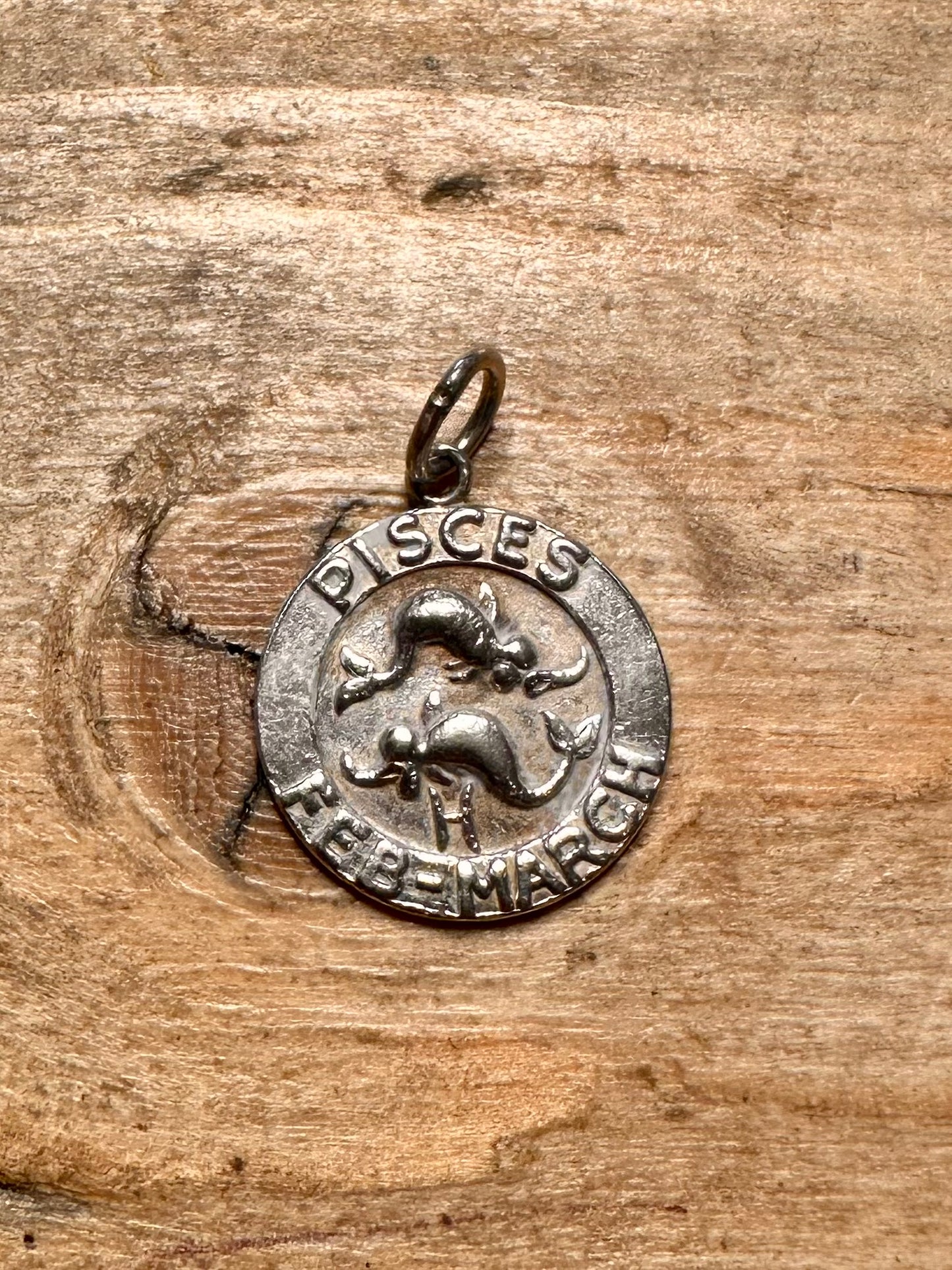 Vintage Pisces Circle 925 Silver Pendant