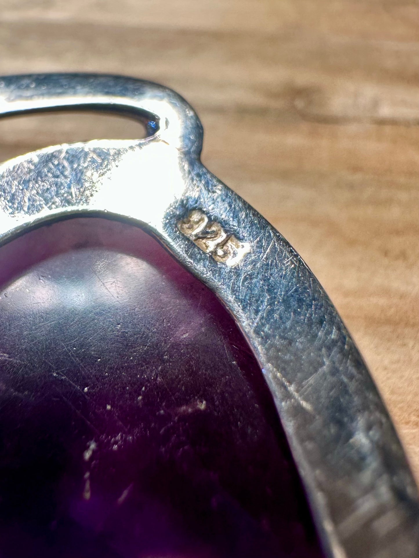 Vintage Amethyst Tränenförmiger 925 Sterling Silber Anhänger