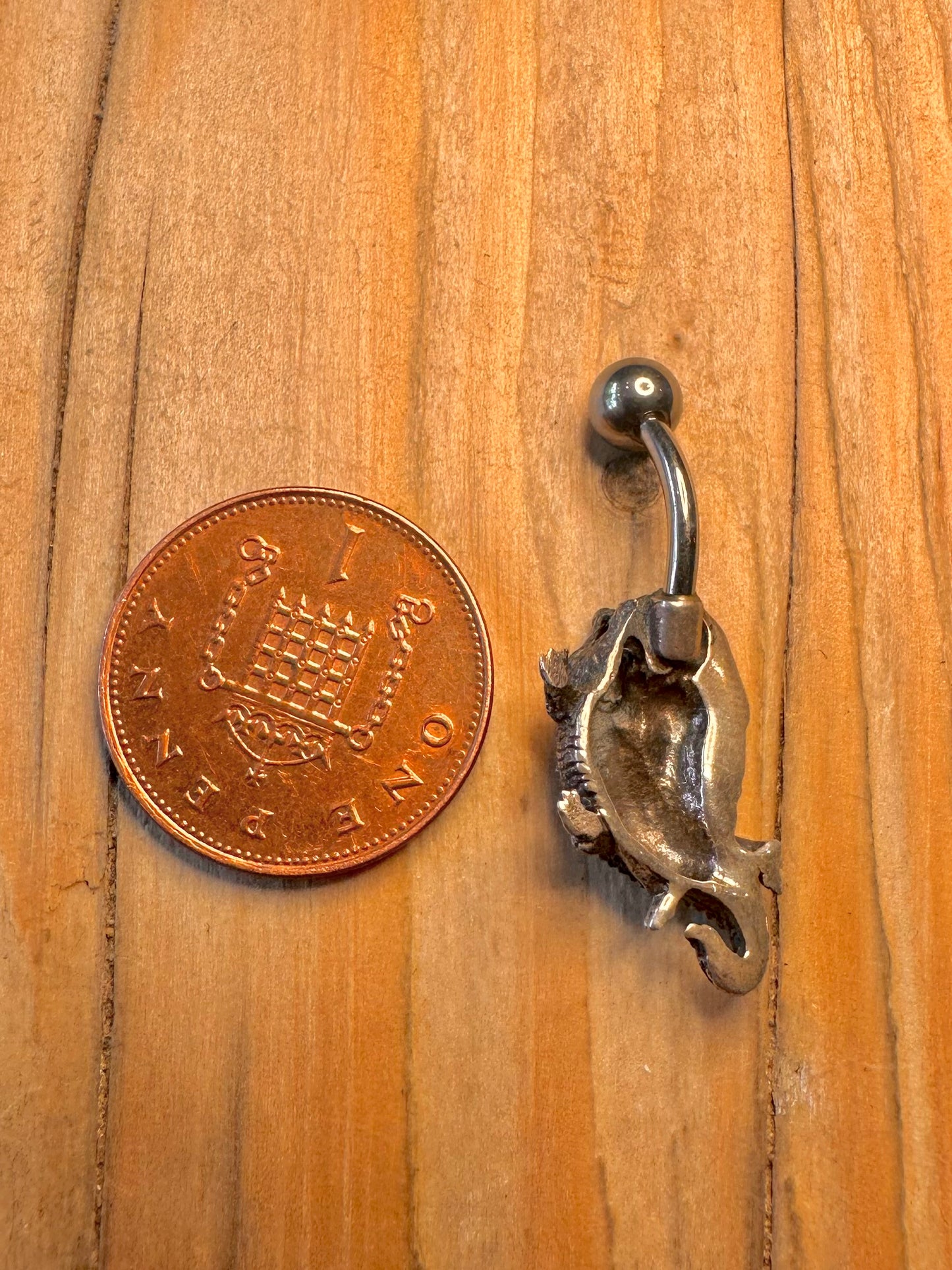 Vintage Crocodile and Mermaid 925 Sterling Silver Belly Bar Body Jewellery
