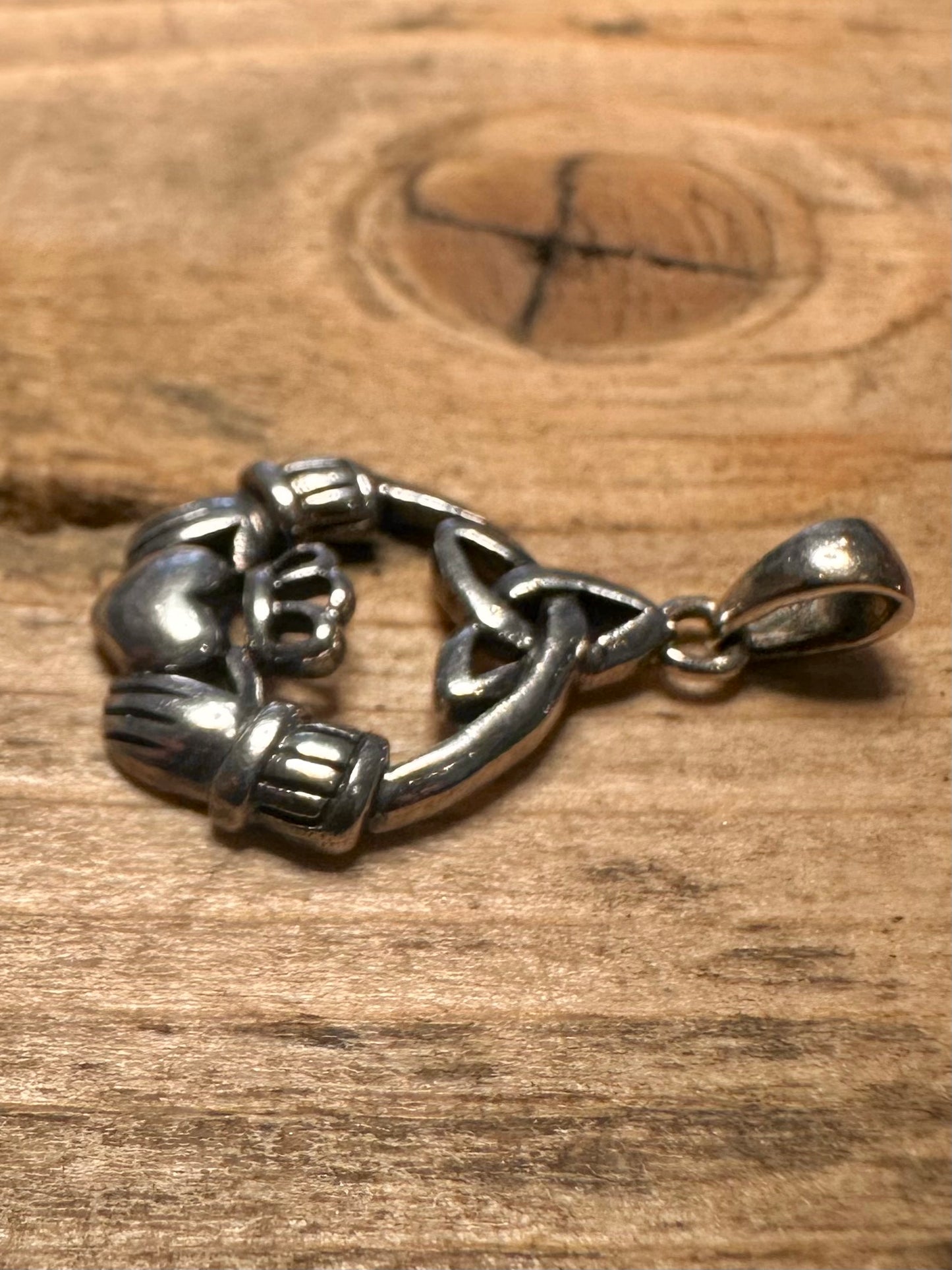 Vintage Claddagh Celtic 925 Silver Pendant