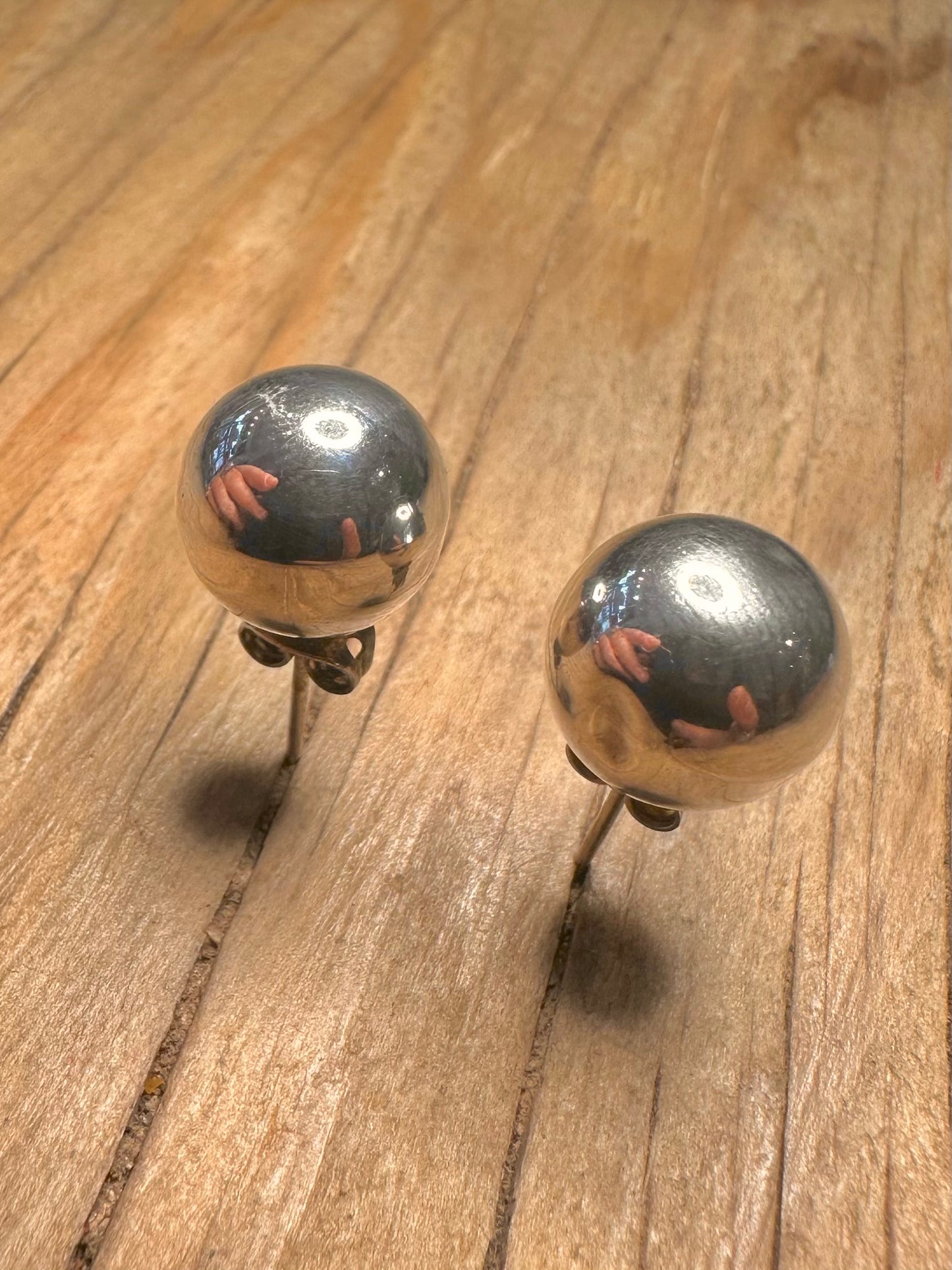 Vintage Ball Stud 925 Sterling Silver Earrings