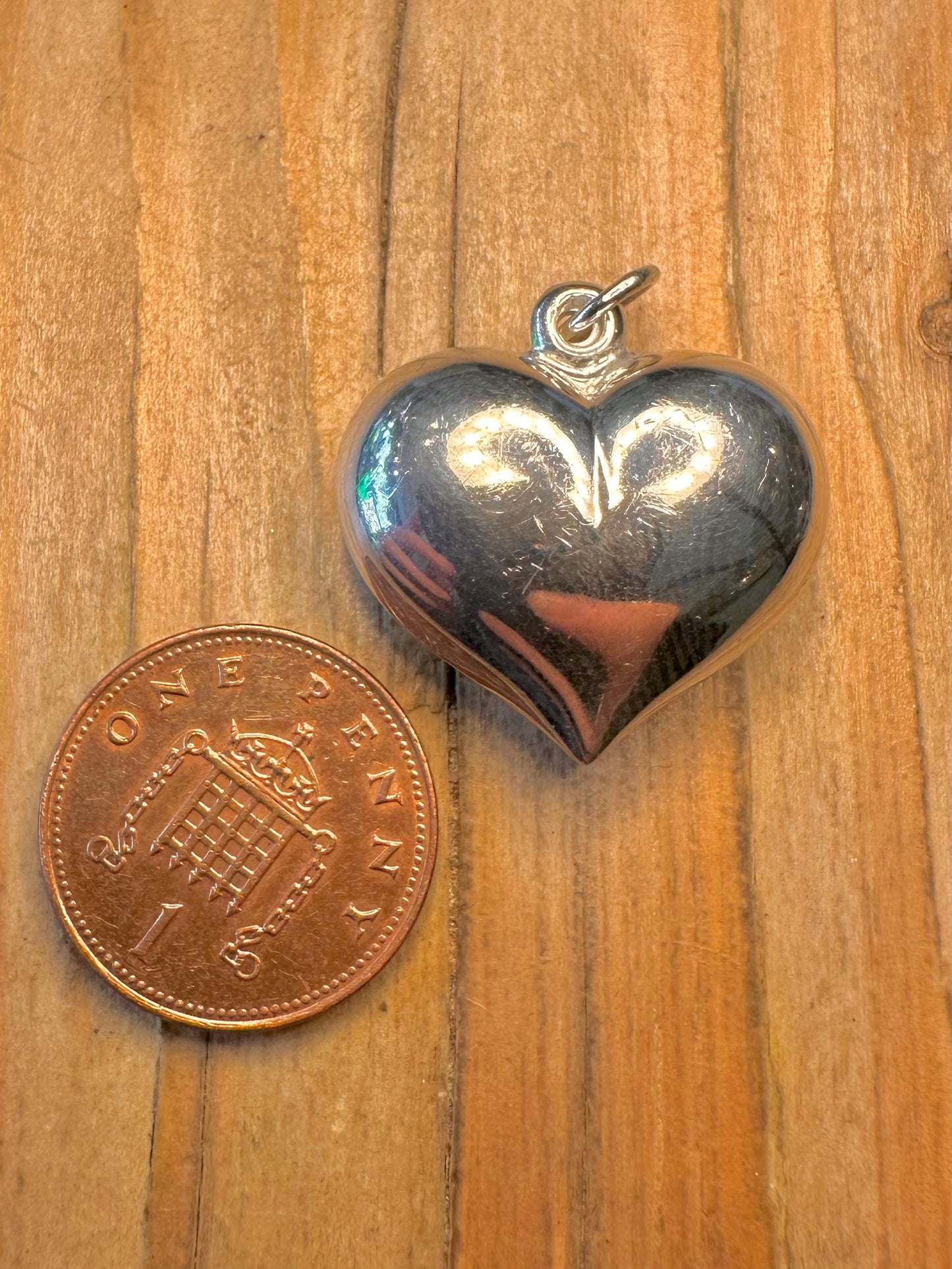 Vintage Puff Heart 925 Sterling Silver Pendant