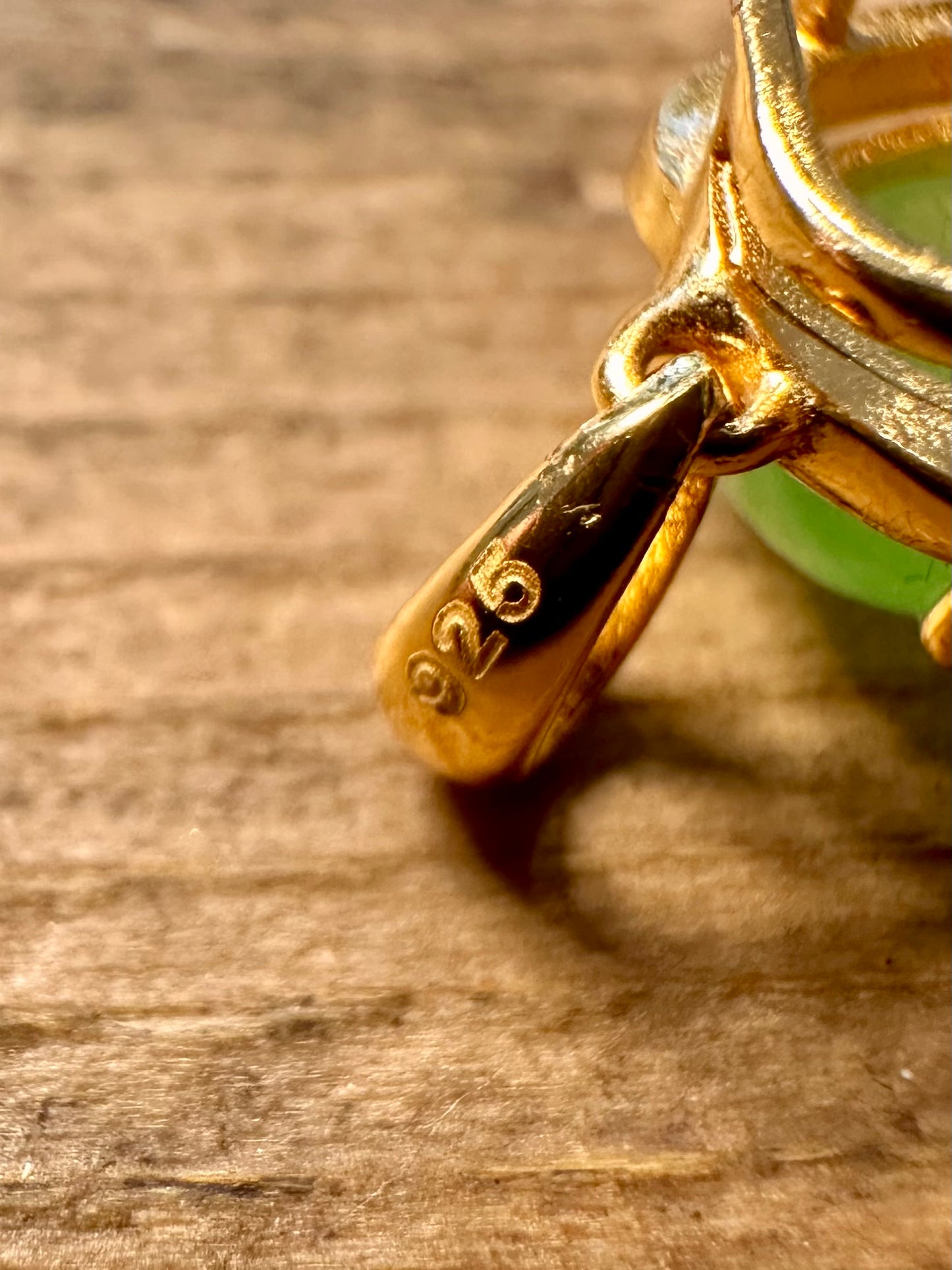 Modern Green Stone Gold on 925 Silver Pendant