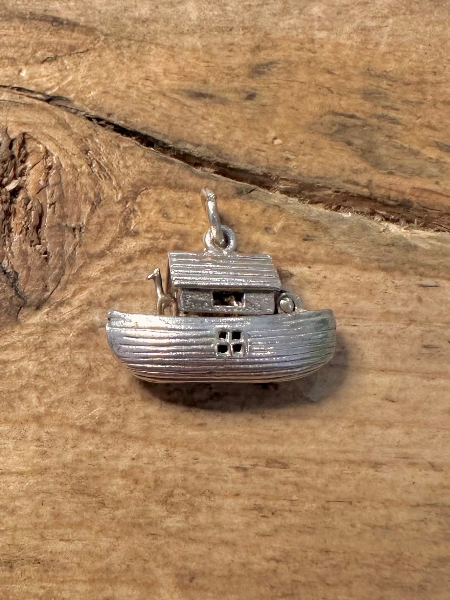Vintage Noah Ark Articulated 925 Silver Charm Pendant