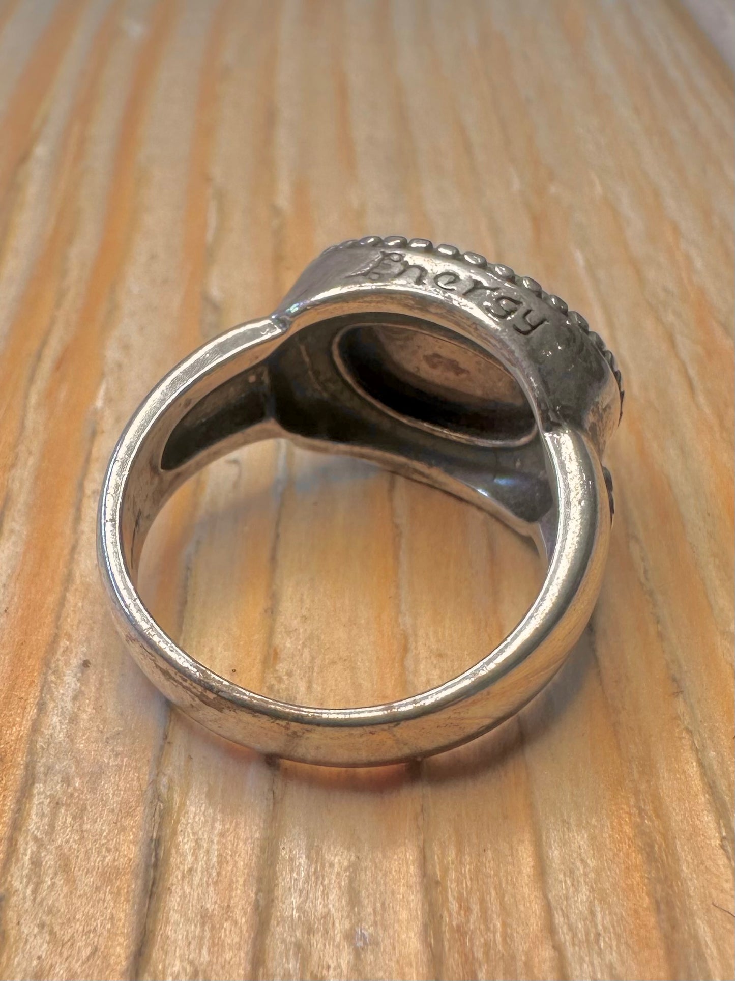 Vintage Carnelian Engraved Energy 925 Silver Size Q Ring