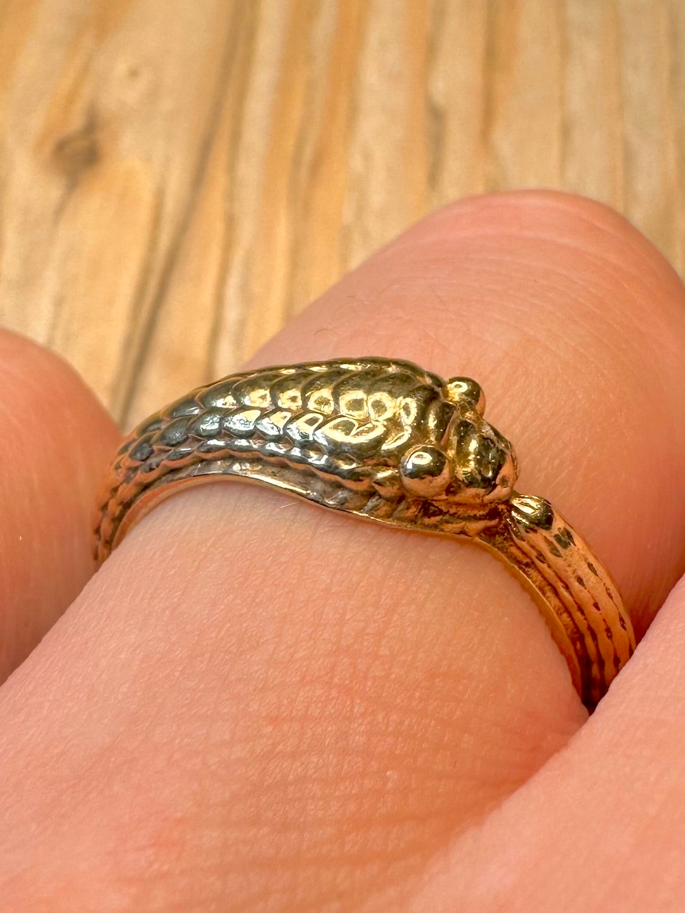 Vintage Snake Gold on 925 Sterling Silver Size P1/2 Ring