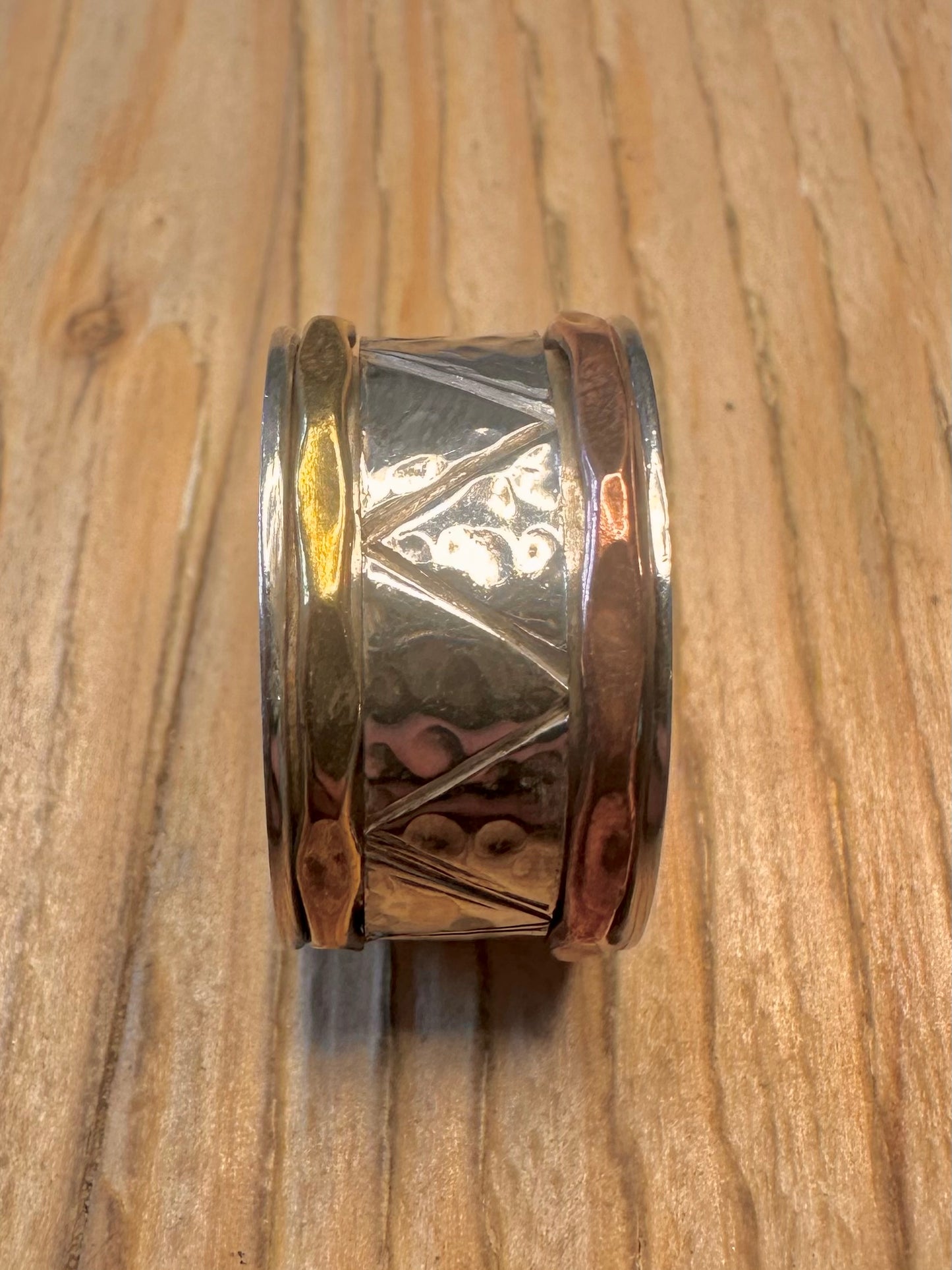Vintage Copper and Brass Spinner 925 Sterling Silver Ring