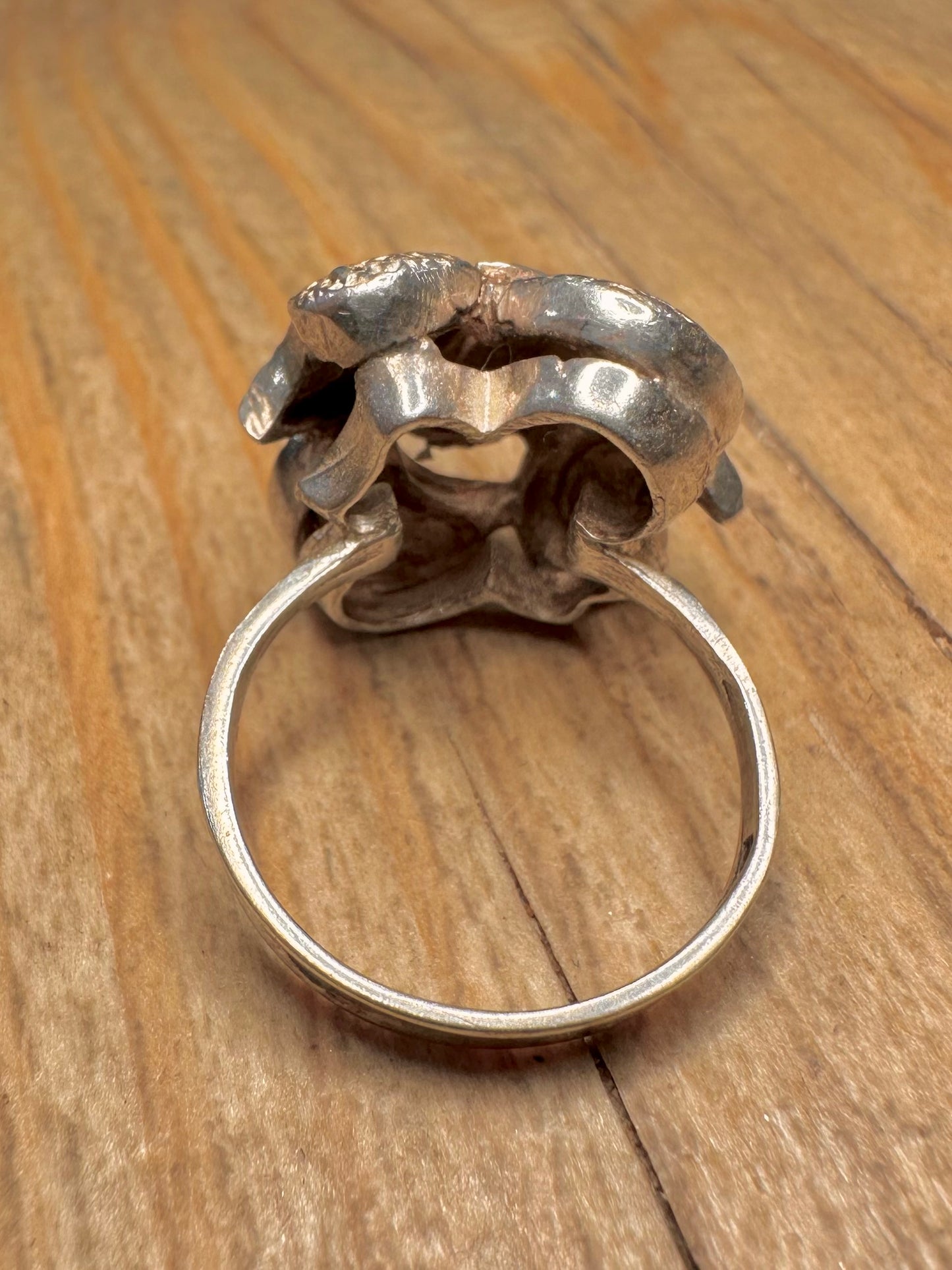 Abstract Blue Enamel 925 Sterling Silver Size N Ring