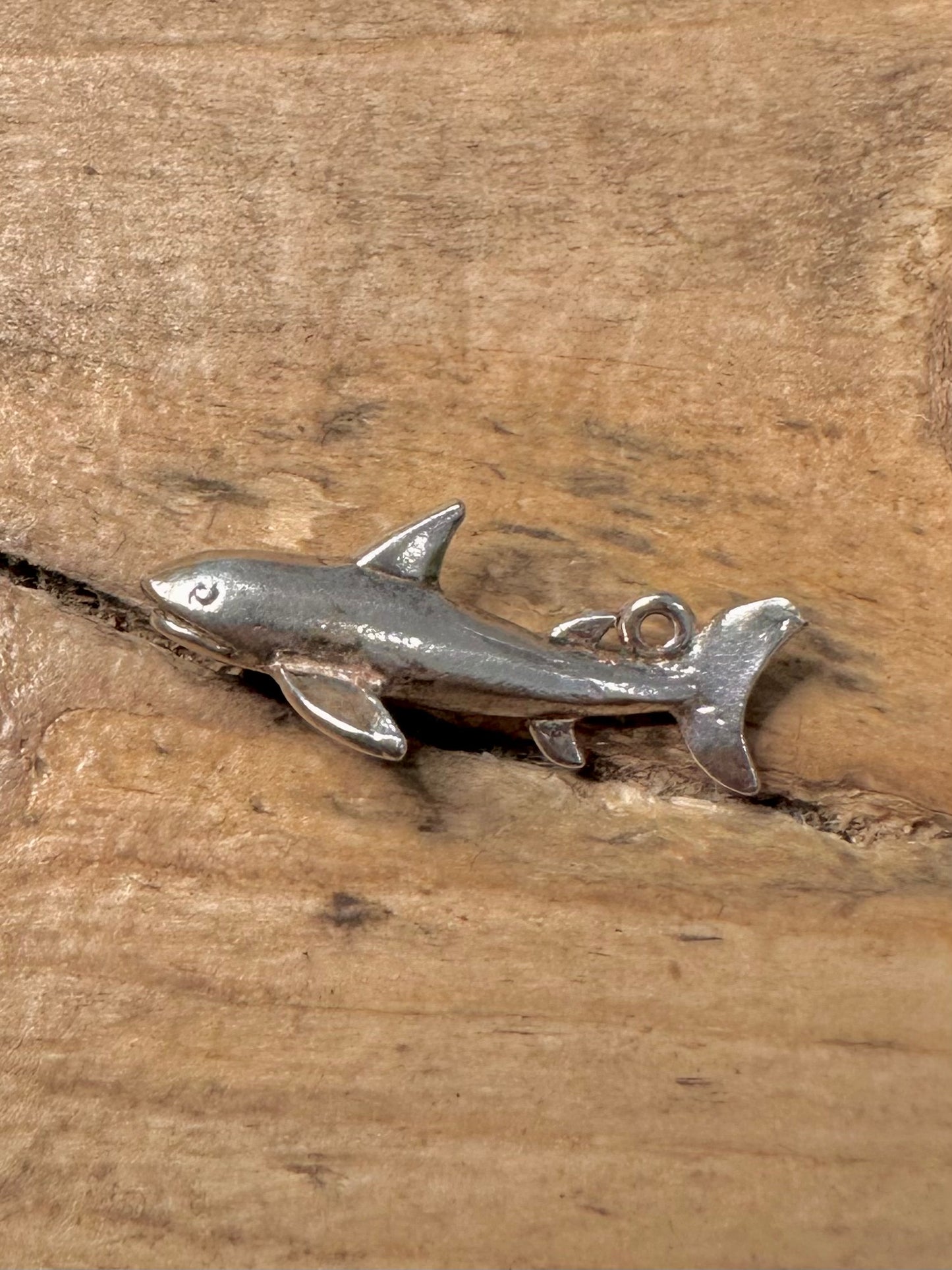 Vintage Shark 925 Silver Charm Pendant