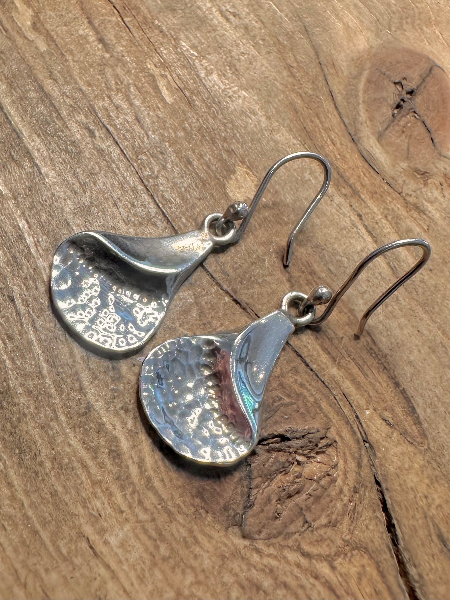 Abstract Hammered 925 Silver Earrings